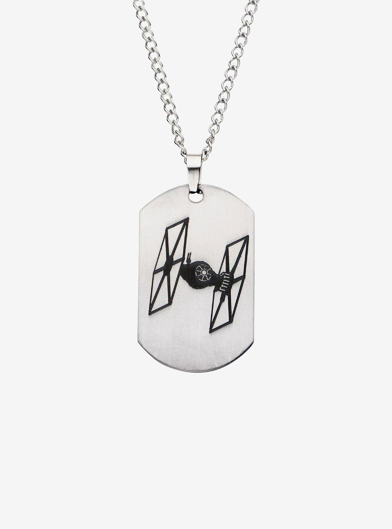 Star Wars Episode 7 Tie Fighter Laser Etched Dog Tag Pendant Necklace, , hi-res