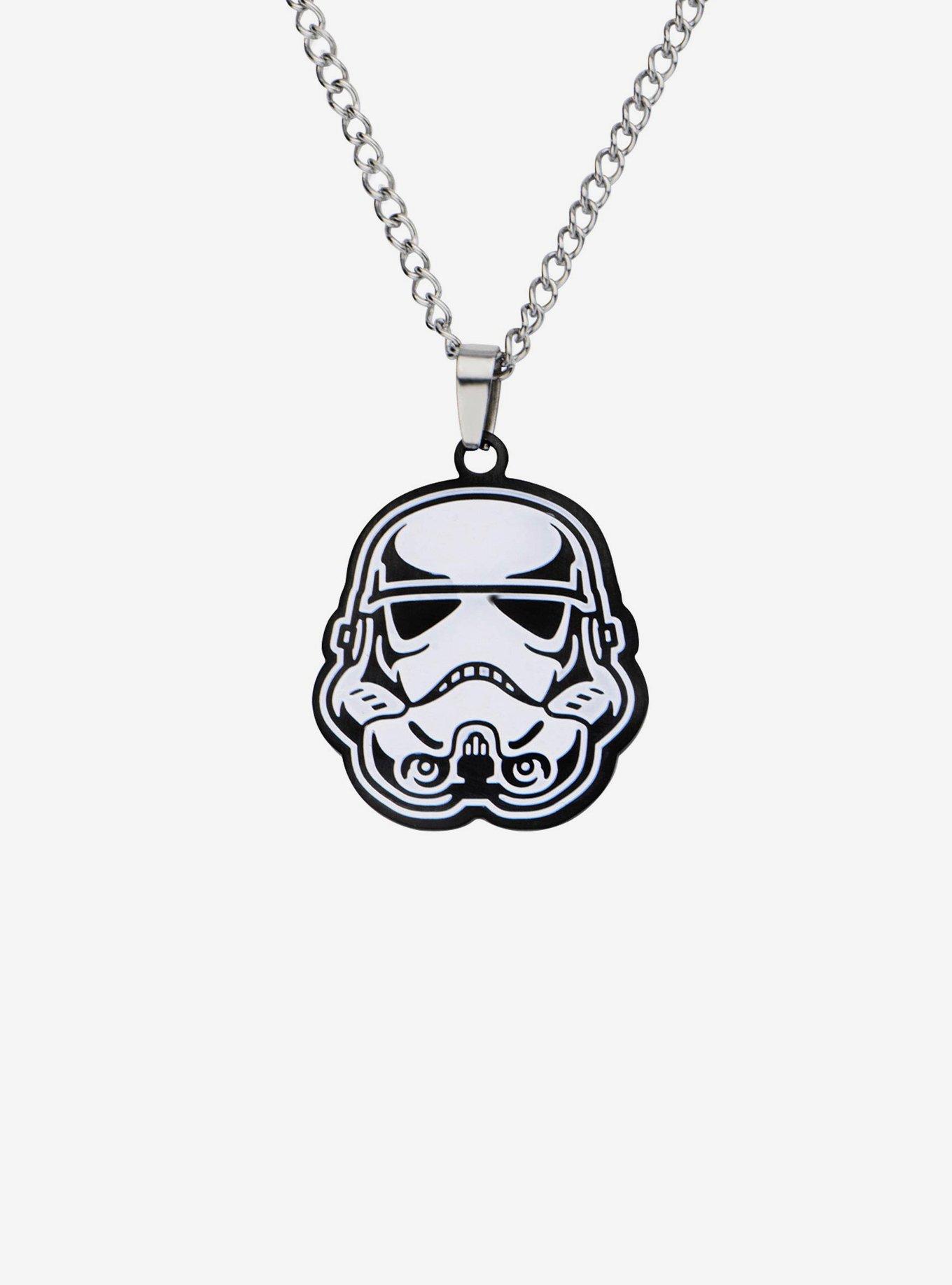 Star Wars Etched Stormtrooper Enamel Pendant Necklace, , hi-res
