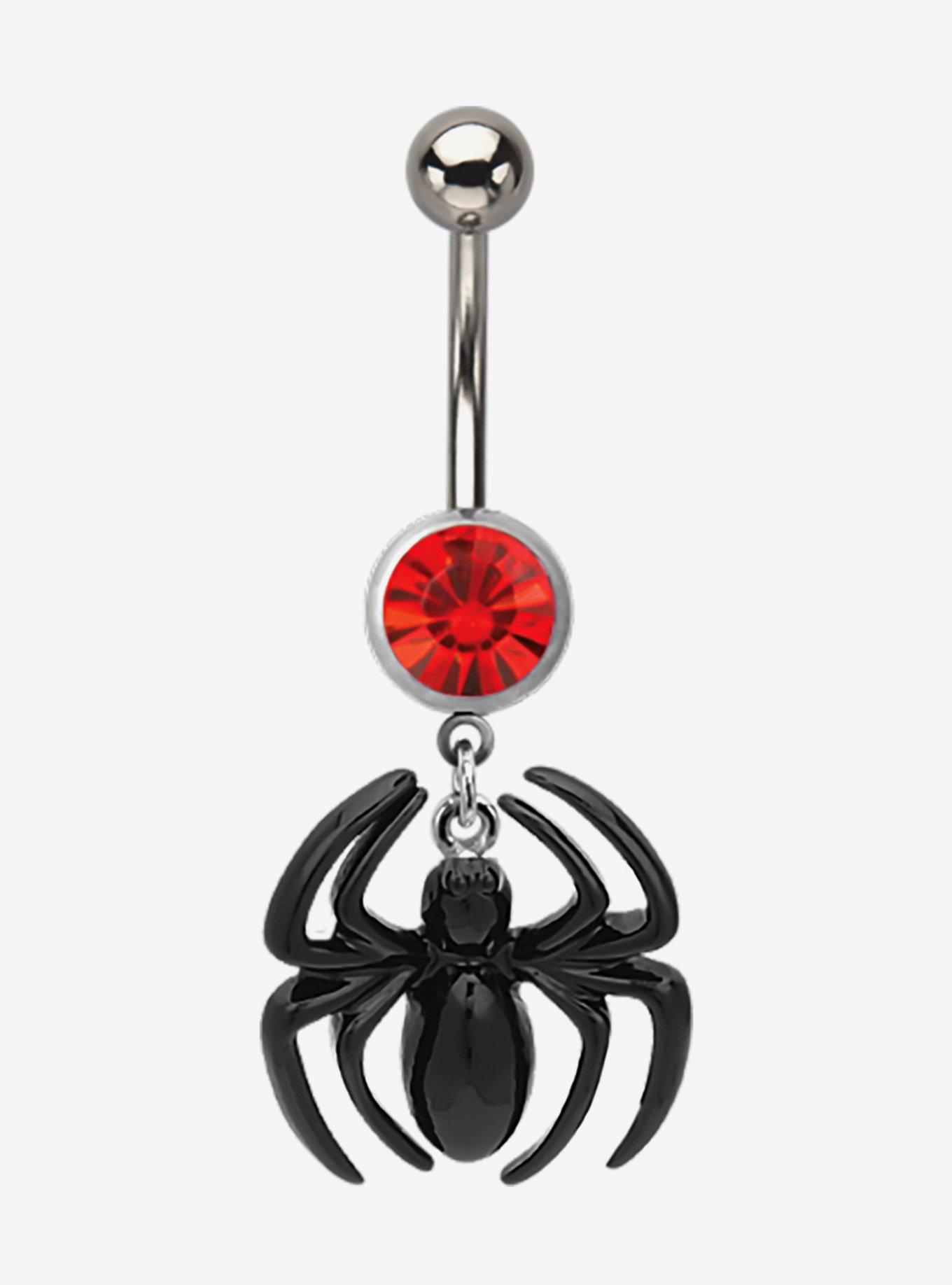 14G Steel Silver Marvel Spider Man Navel Barbell, , hi-res