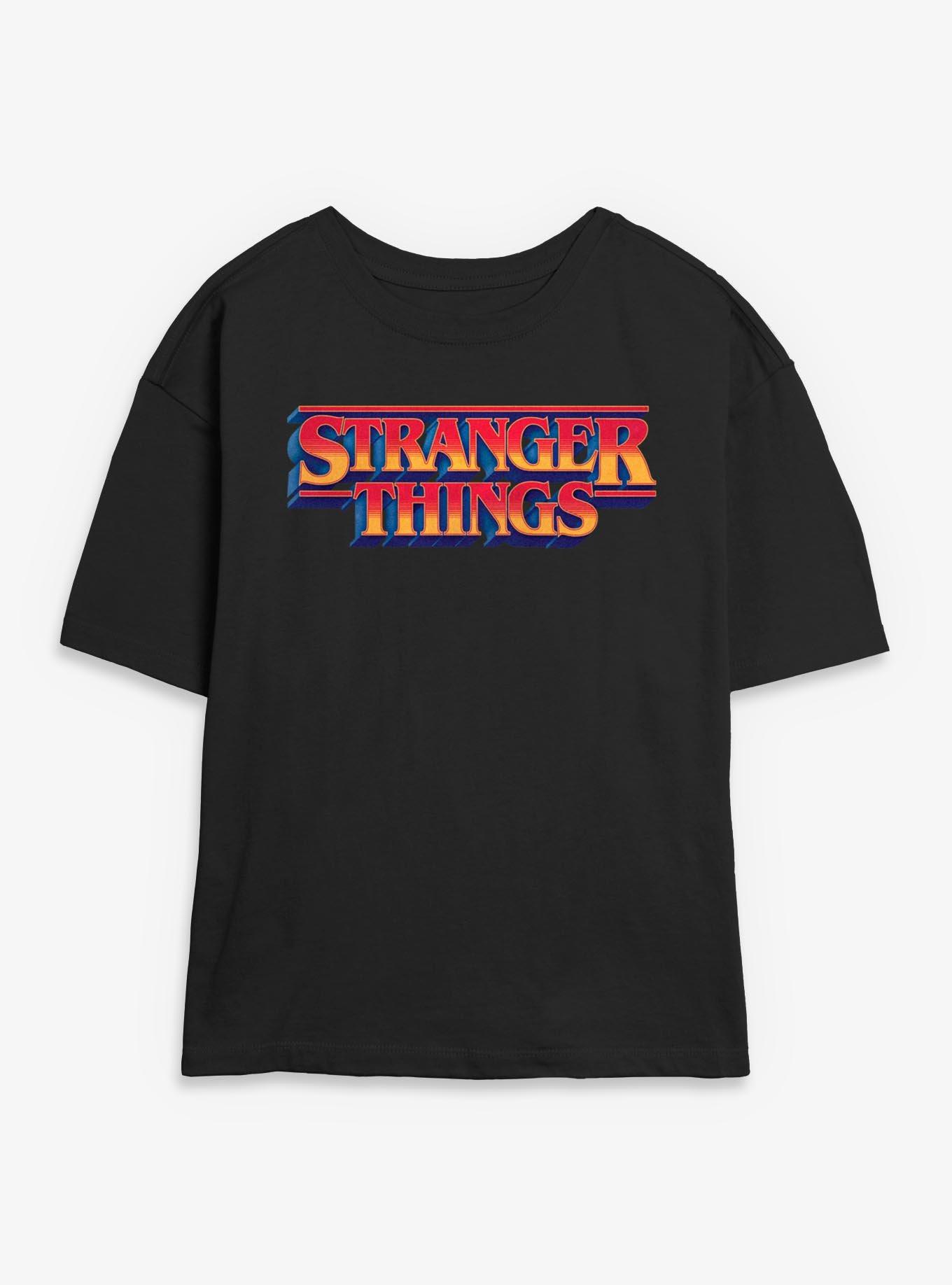 Stranger Things Gradient Logo Womens Skimmer T-Shirt, BLACK, hi-res