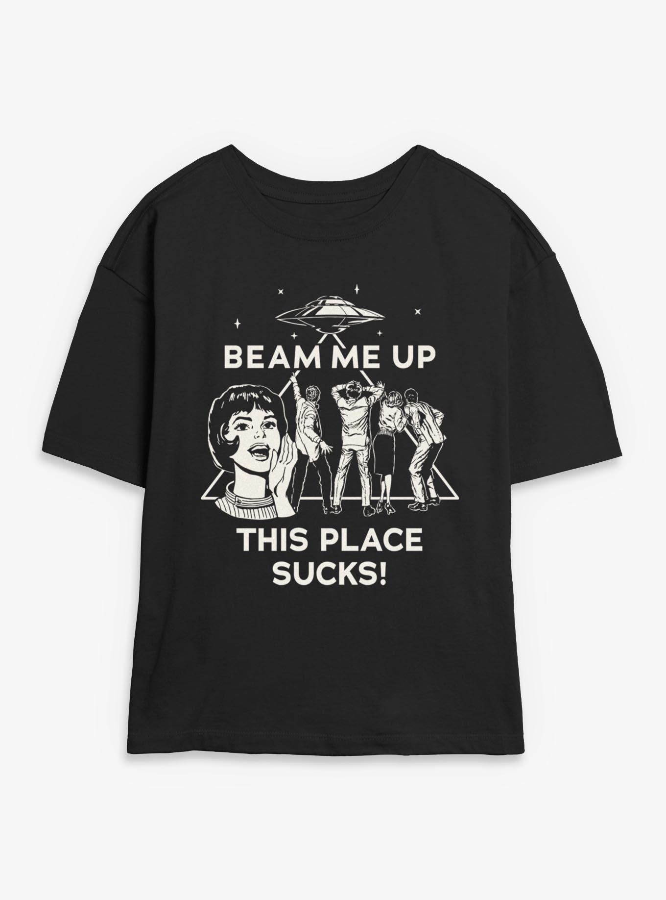 Stranger Things Beam Me Up Womens Skimmer T-Shirt, BLACK, hi-res view 1