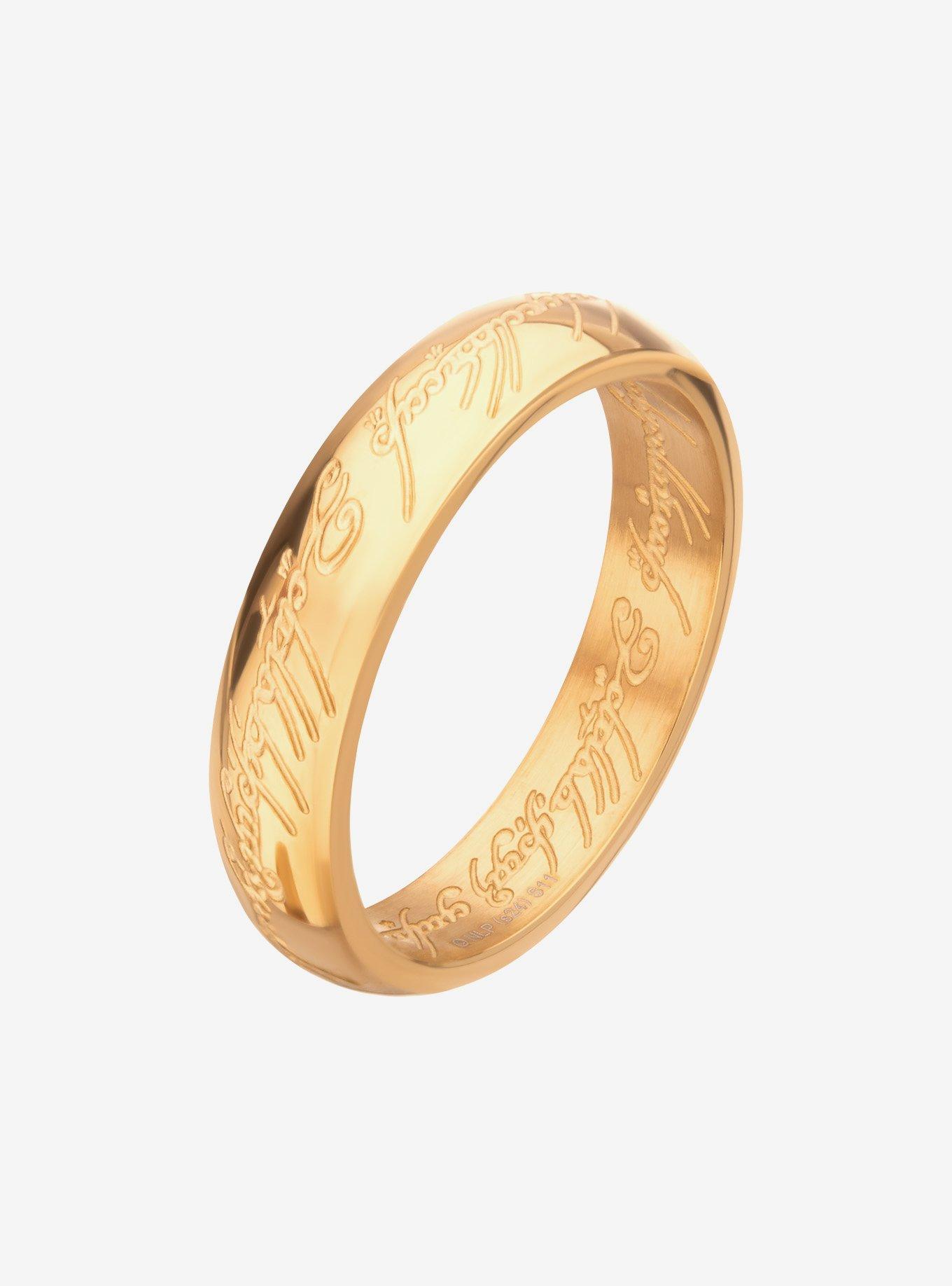 The Lord of the Rings Stainless Steel Gold IP The One Ring, , hi-res