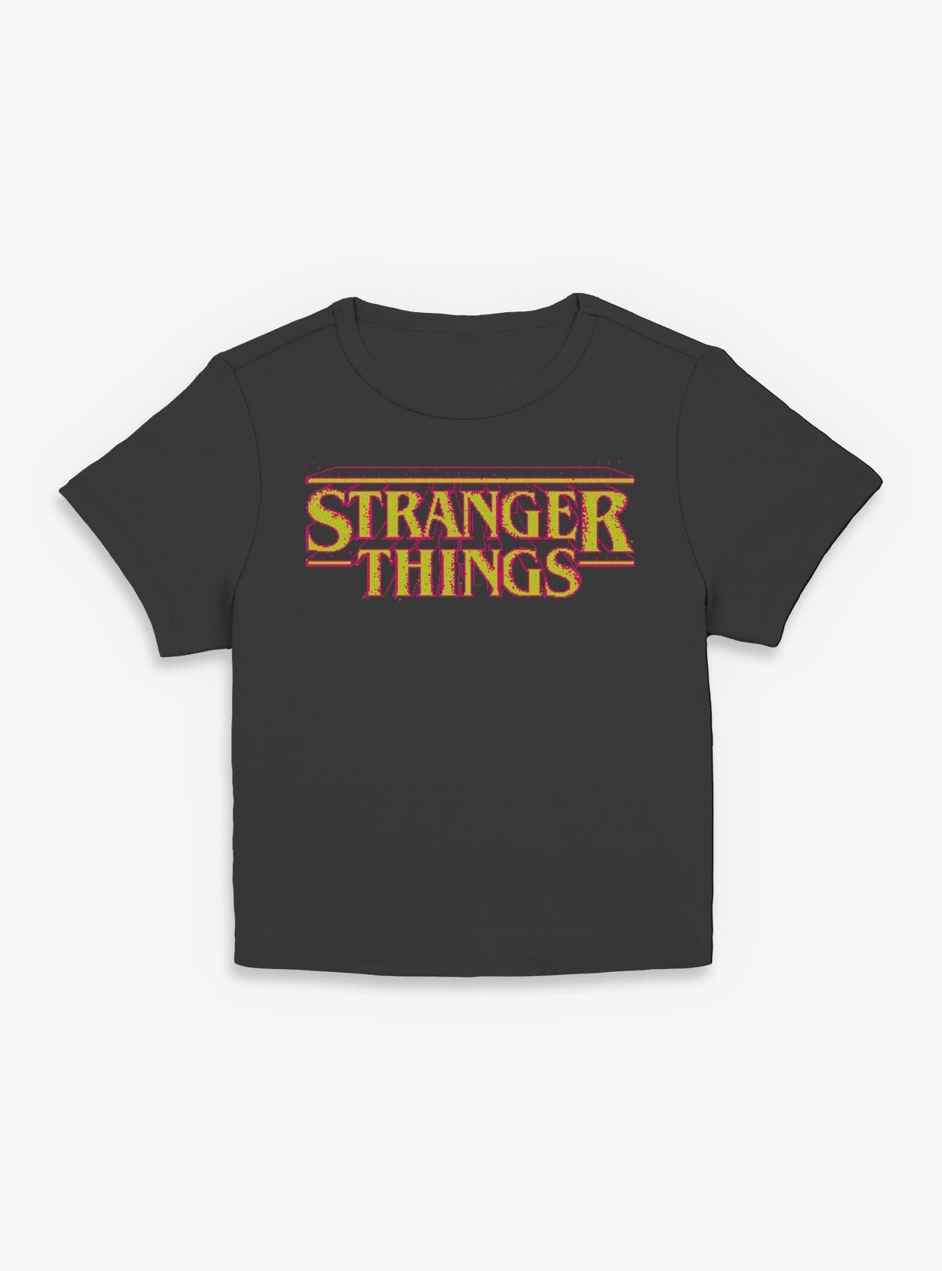 Stranger Things Yellow 8 Bits Logo Womens Baby T-Shirt, , hi-res