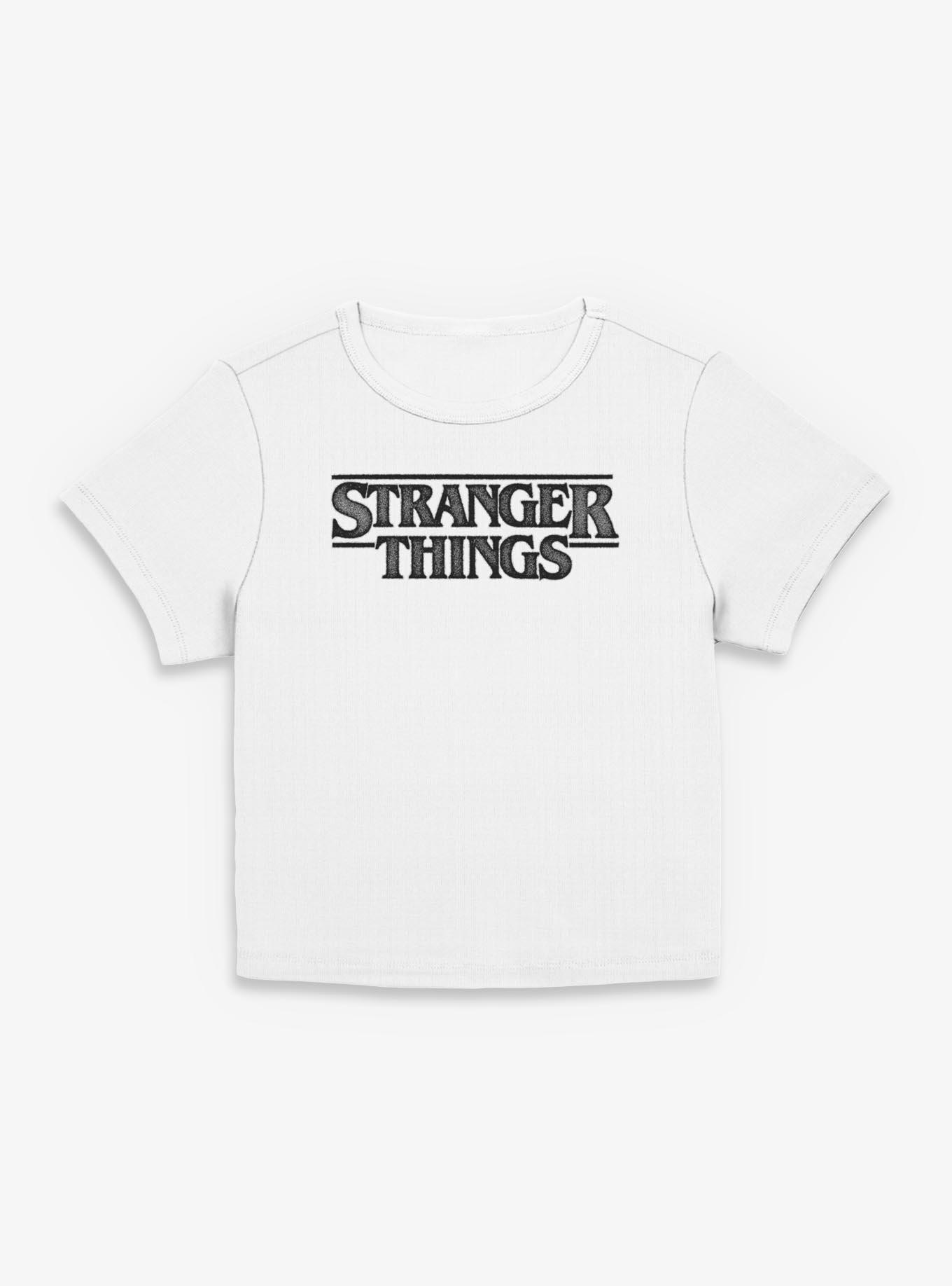 Stranger Things Pointillism Style Logo Womens Baby T-Shirt, EGRET, hi-res