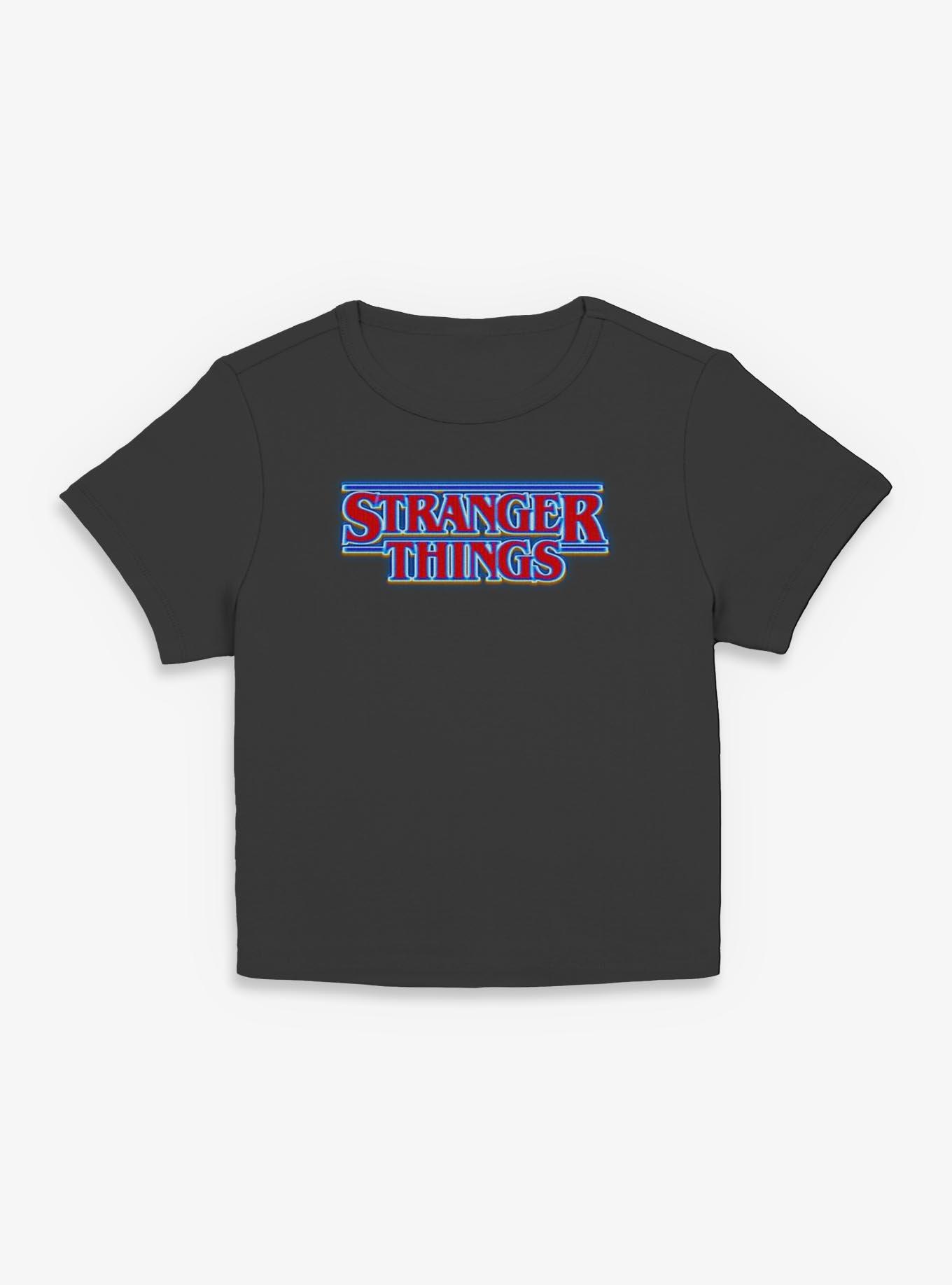 Stranger Things Glow Logo Womens Baby T-Shirt, BLACK, hi-res