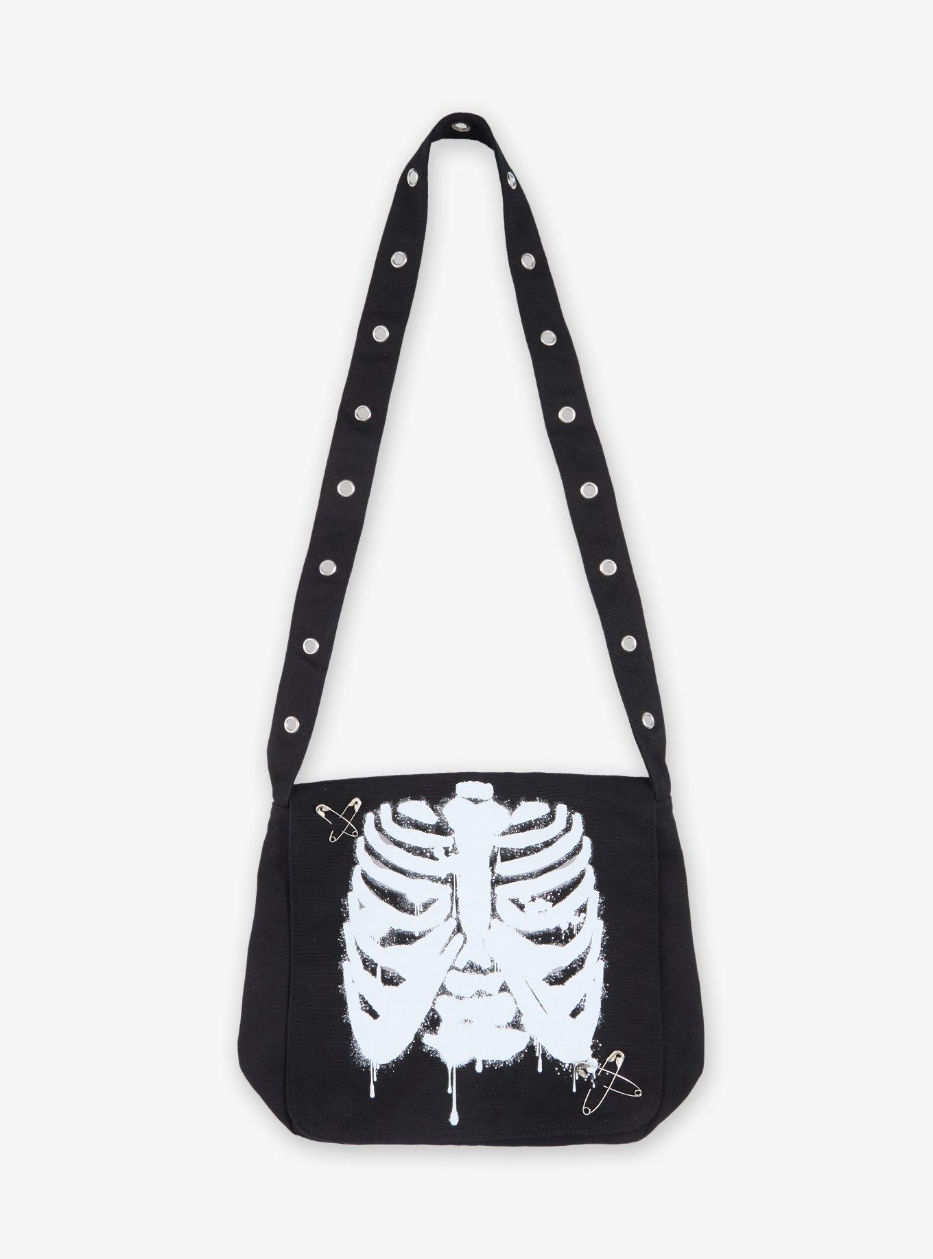 Rib Cage Spray Paint Grommet Messenger Bag, , hi-res