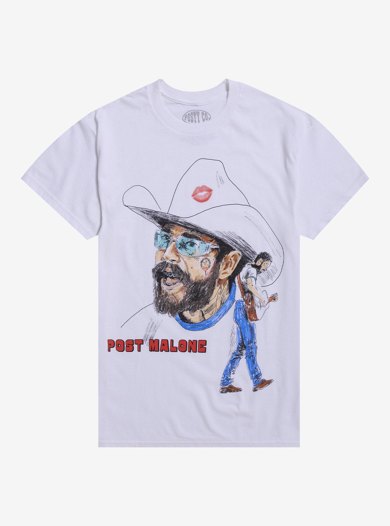 Post Malone Cowboy Portrait Sketch T-Shirt, , hi-res