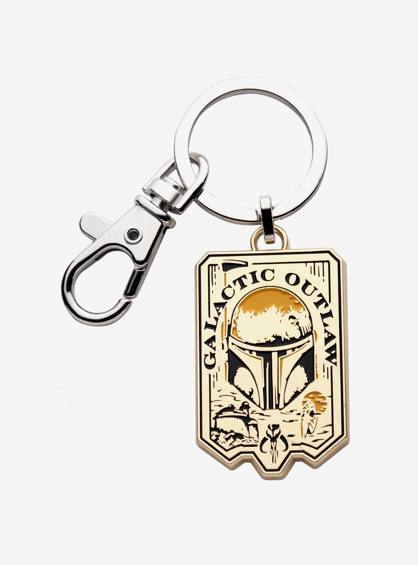 Star Wars Boba Fett Galactic Outlaw Badge Keychain, , hi-res