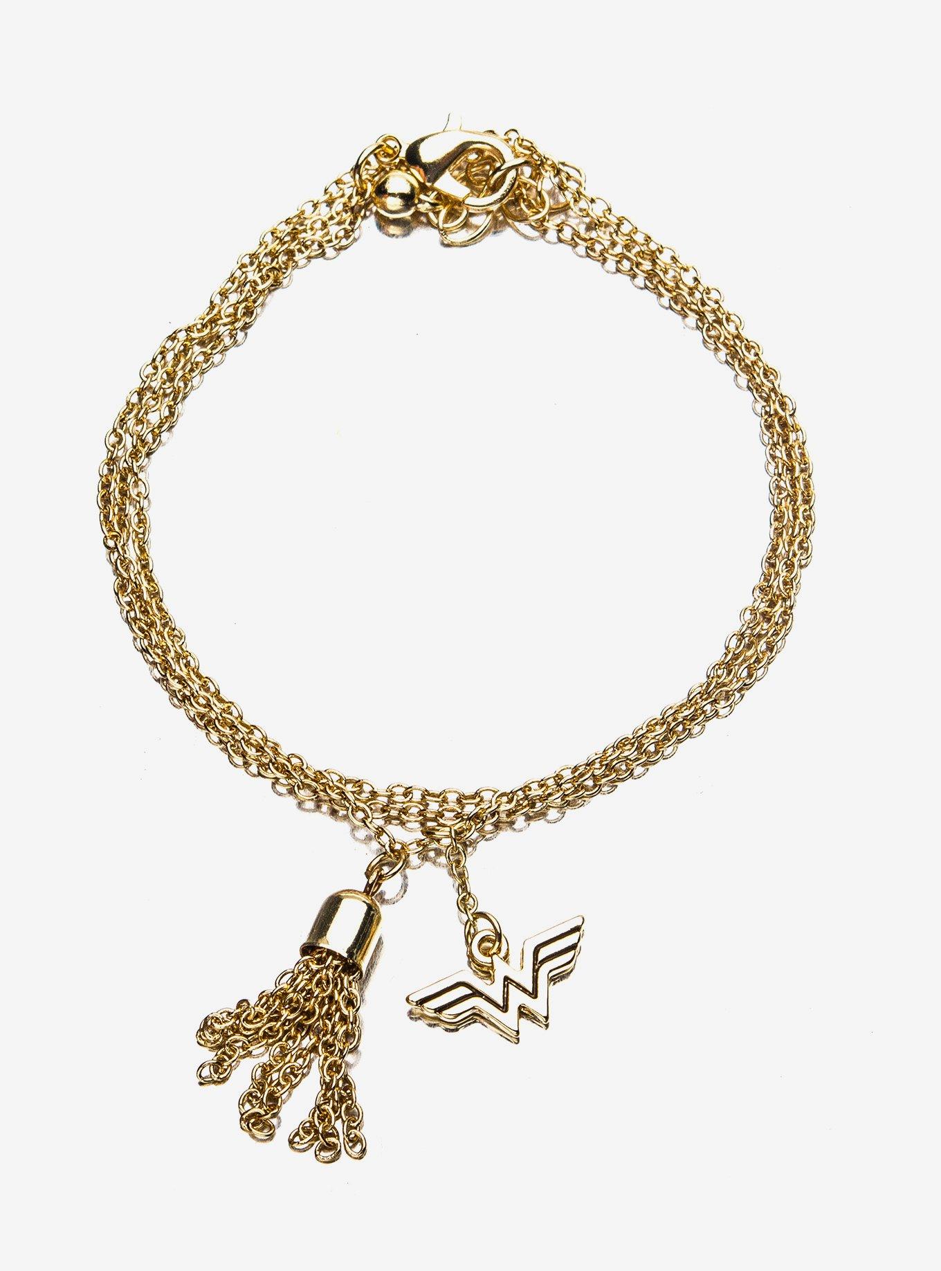 DC Comics Wonder Woman Logo Lasso Stainless Steel Bracelet, , hi-res