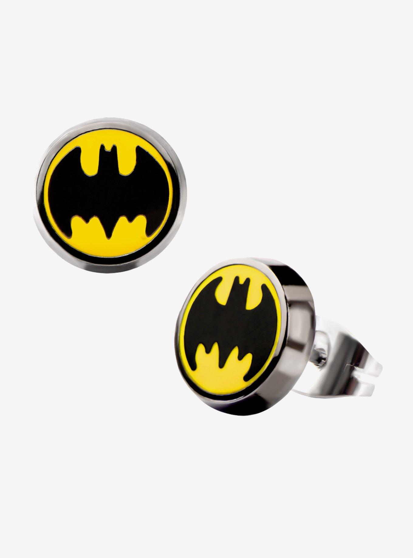 DC Comcis Batman Logo Enamel Stud Earrings, , hi-res