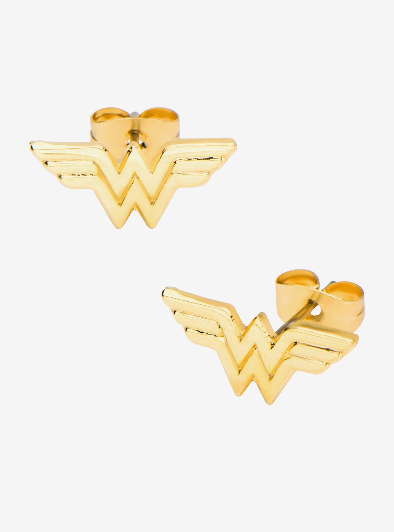 DC Comics Wonder Woman Logo Stud Earrings, , hi-res