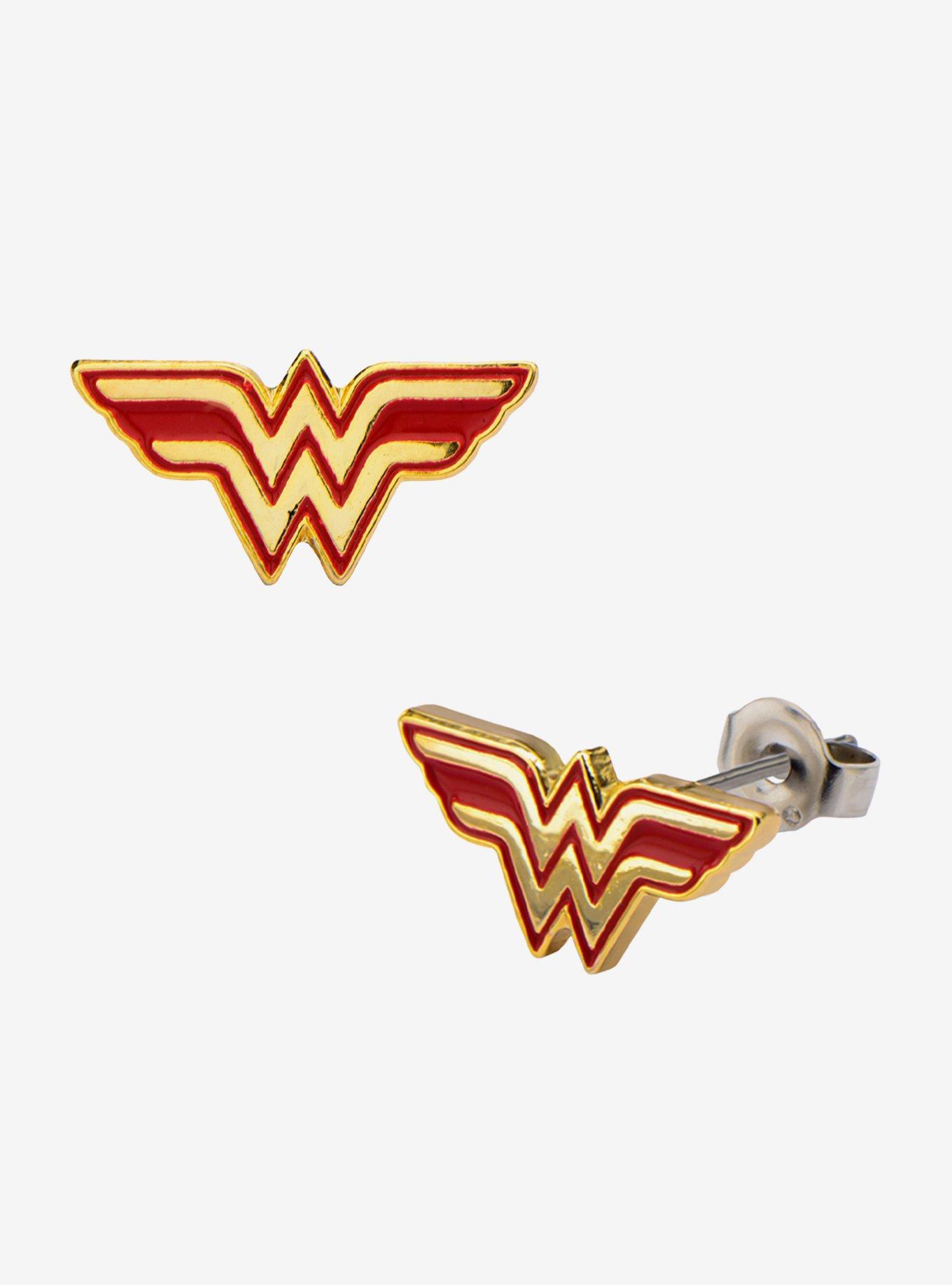 DC Comics Wonder Woman Logo Stud Earrings, , hi-res