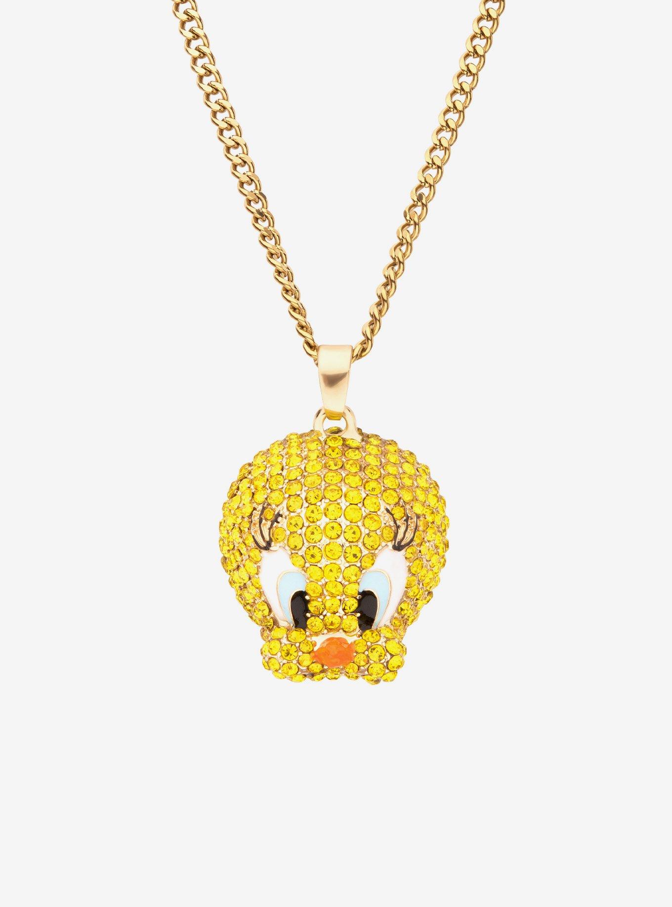 Looney Tunes Tweety Bird Gold Plated Bling Pendant Necklace, , hi-res