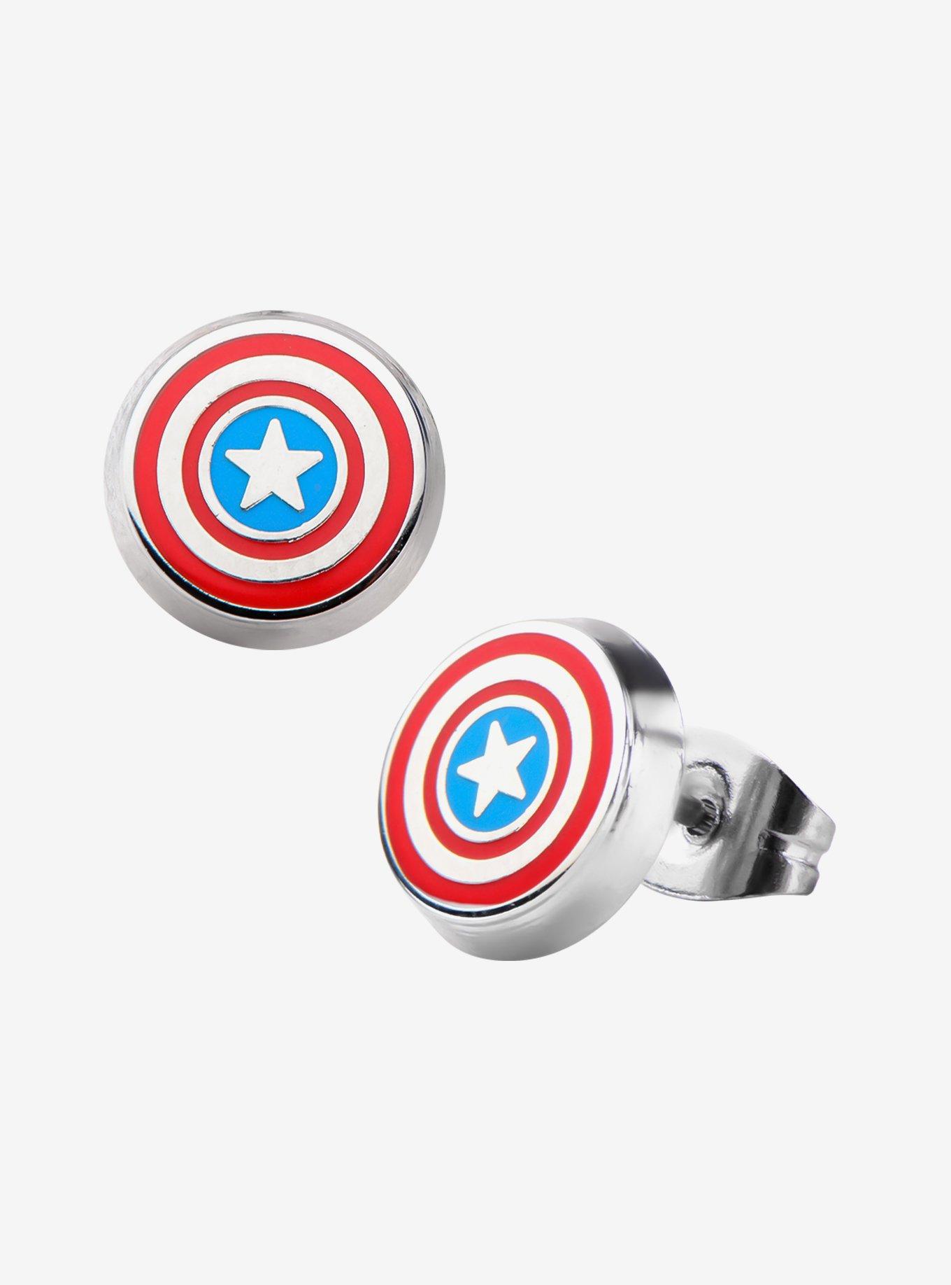 Marvel Captain America Logo Round Ear Studs, , hi-res