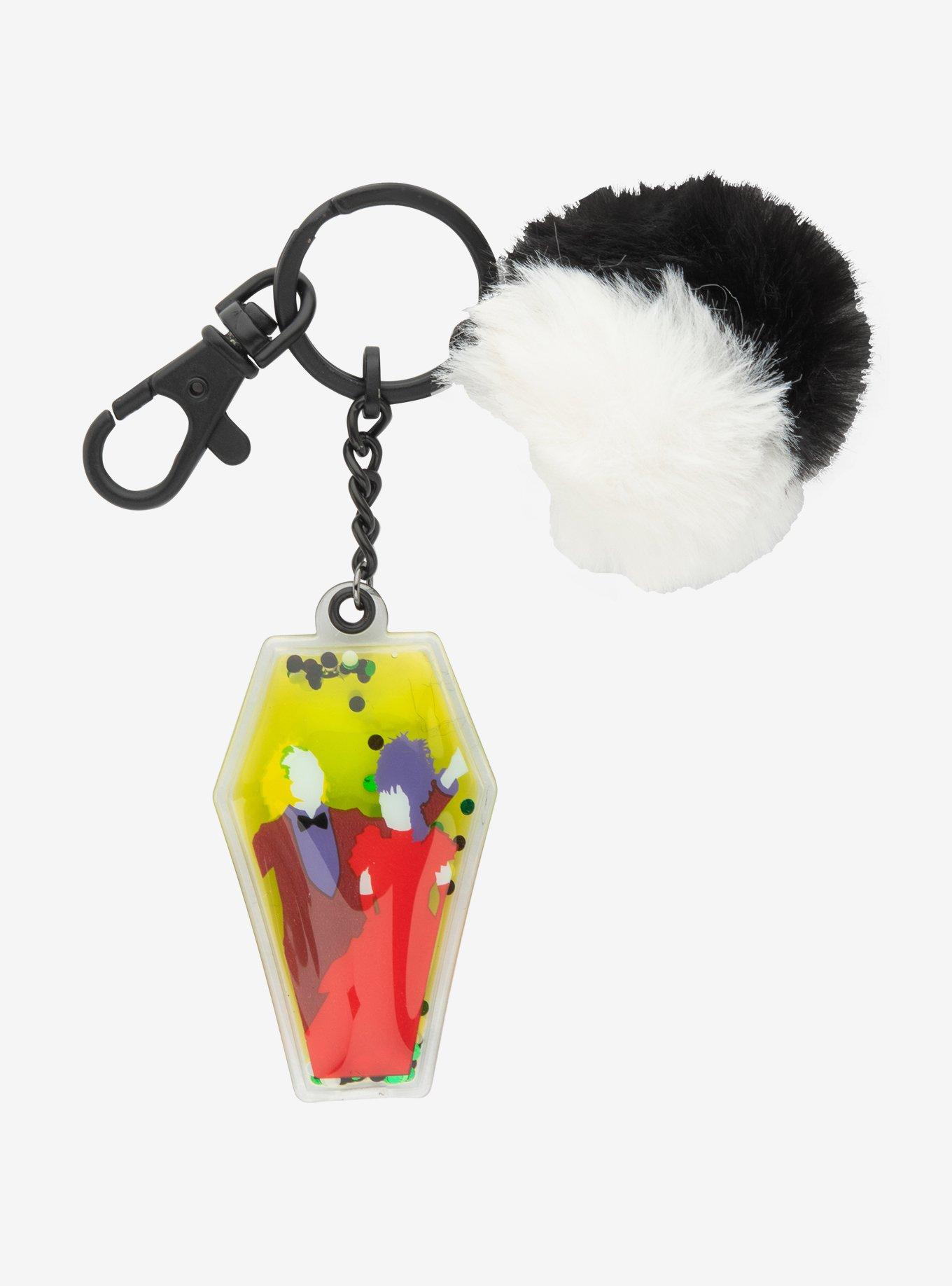 Beetlejuice Squish Glitter Pompom Key Chain, , hi-res