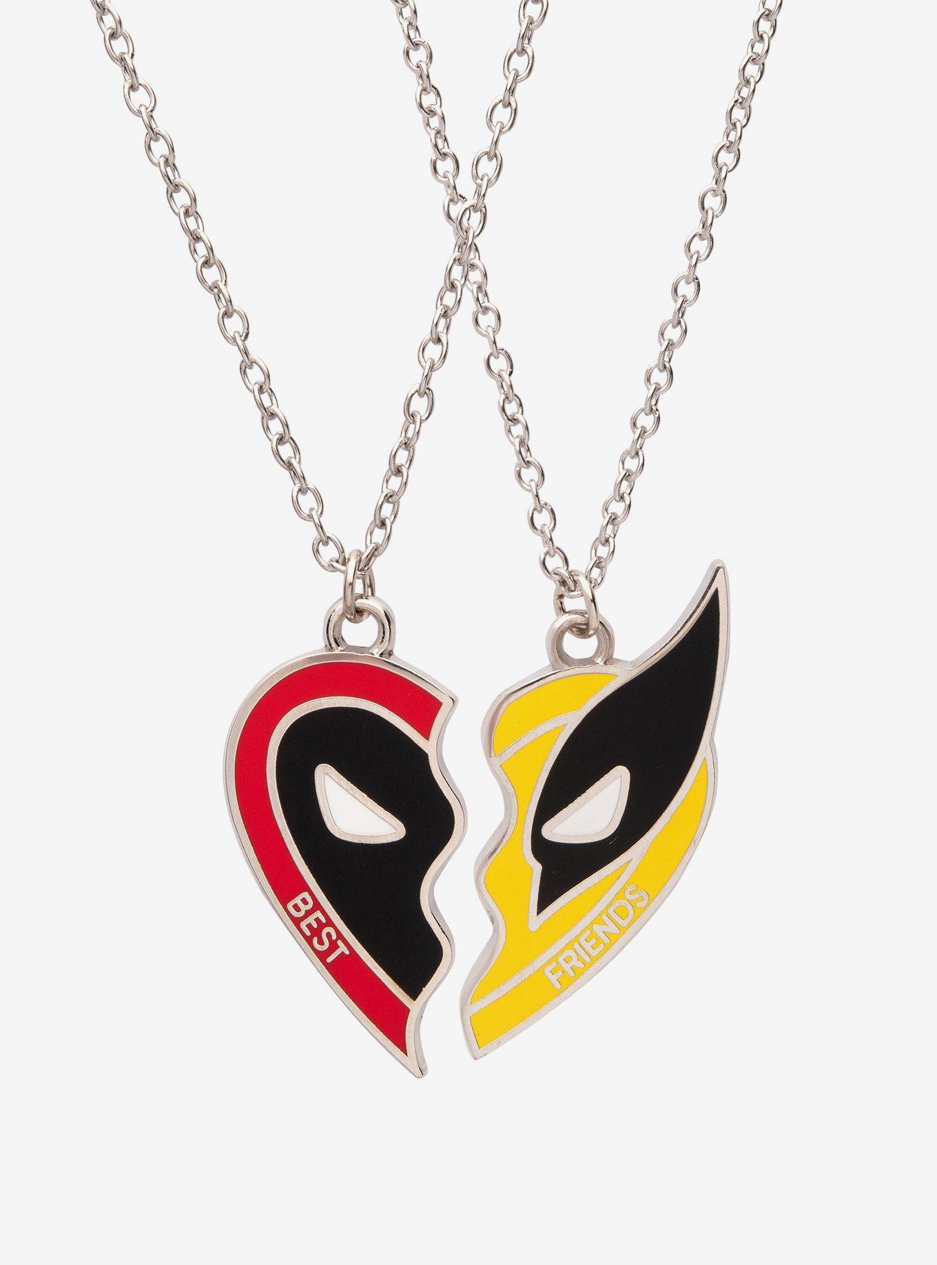 Marvel Deadpool and Wolverine Best Friends Heart Necklace Set, , hi-res