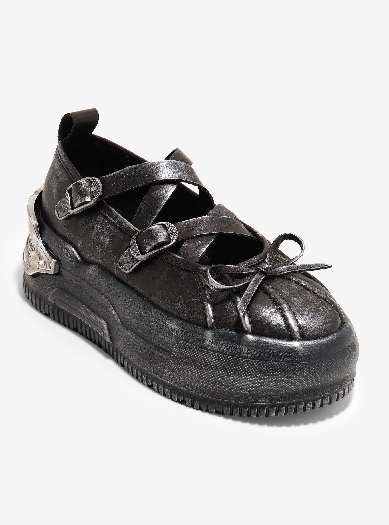 Koi Metamorphosis Distressed Charcoal Mary Janes