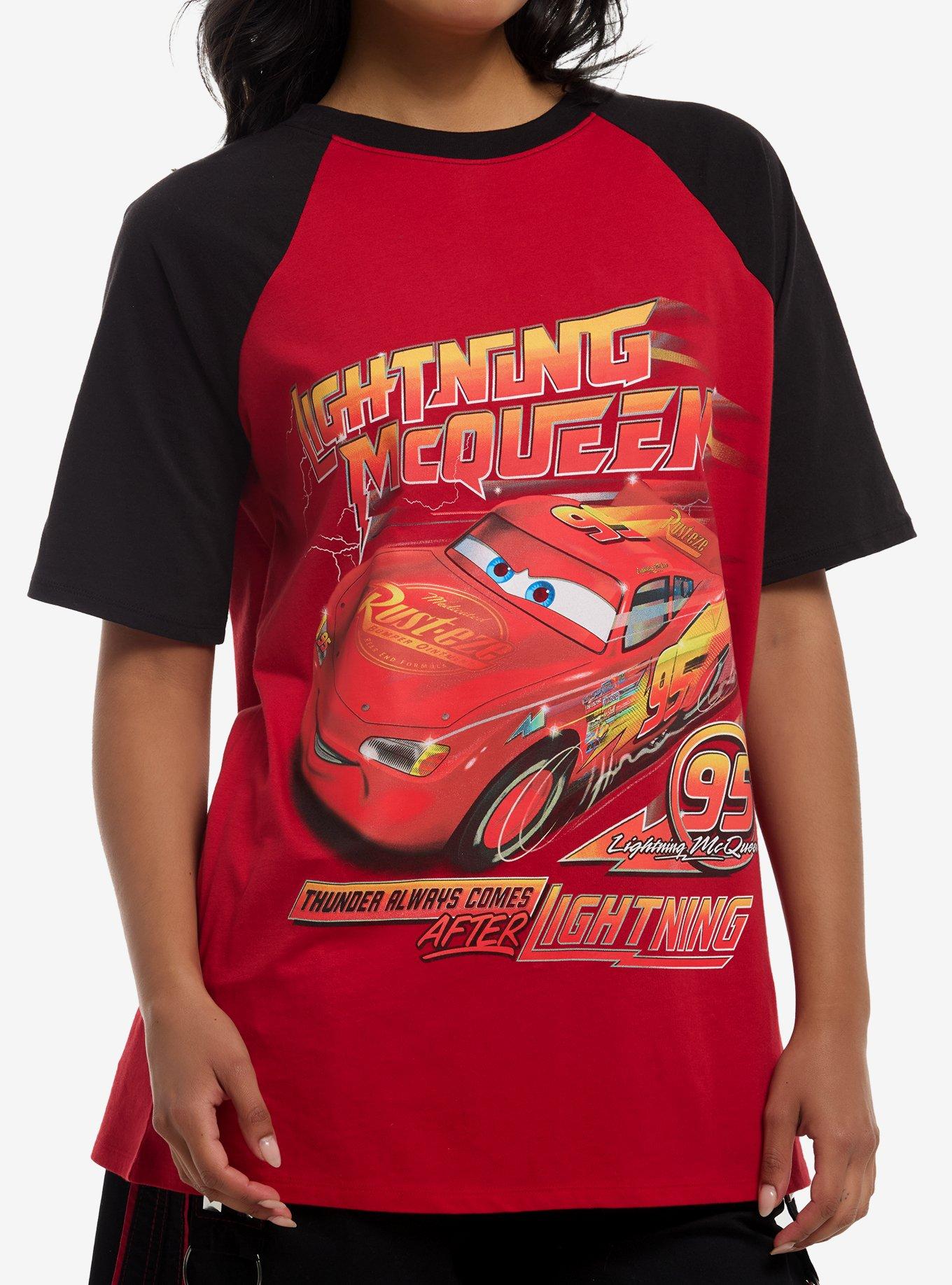 Disney Pixar Cars Lightning McQueen Girls Oversized Raglan Top