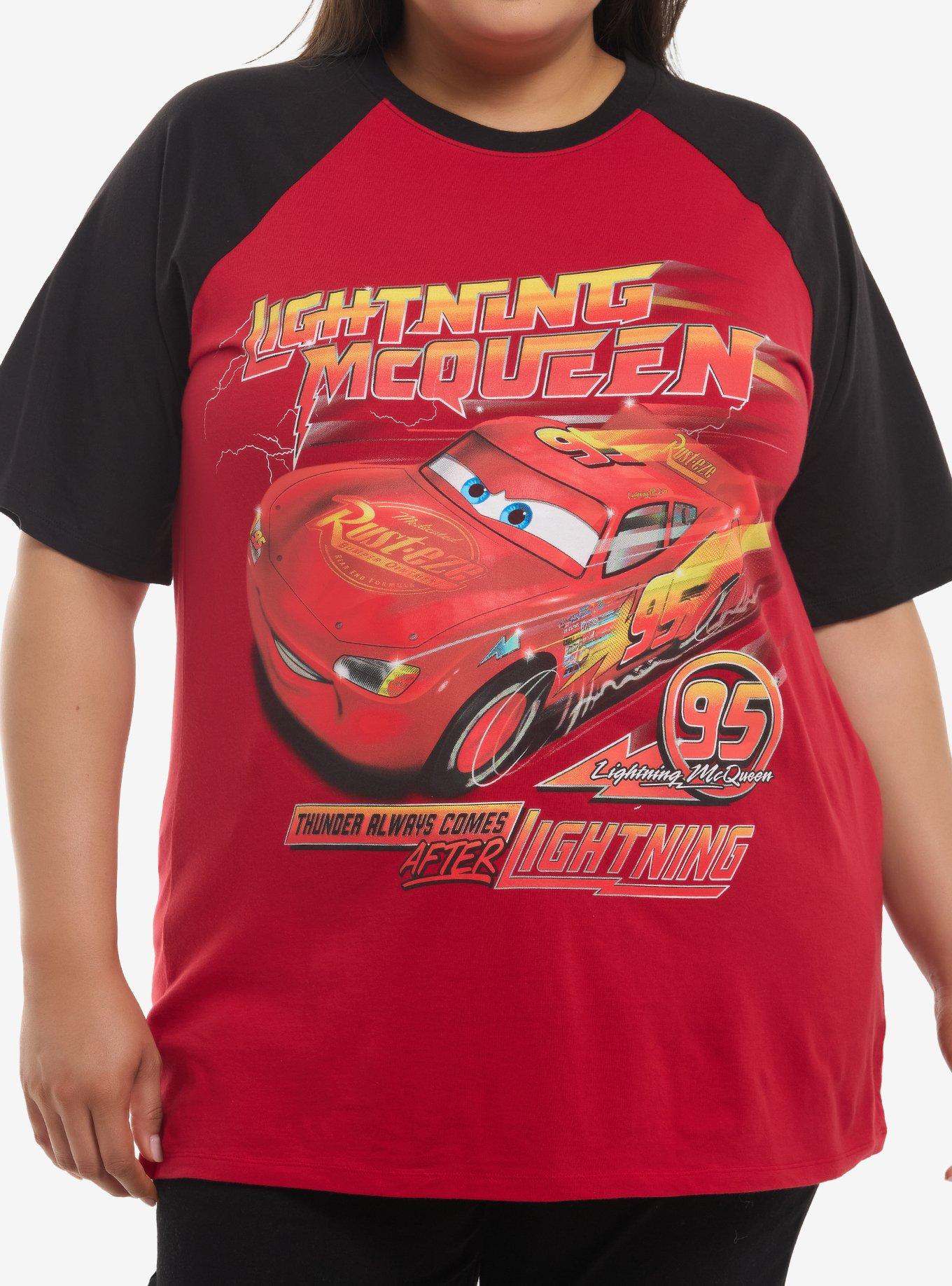 Disney Pixar Cars Lightning McQueen Girls Oversized Raglan Top Plus Size