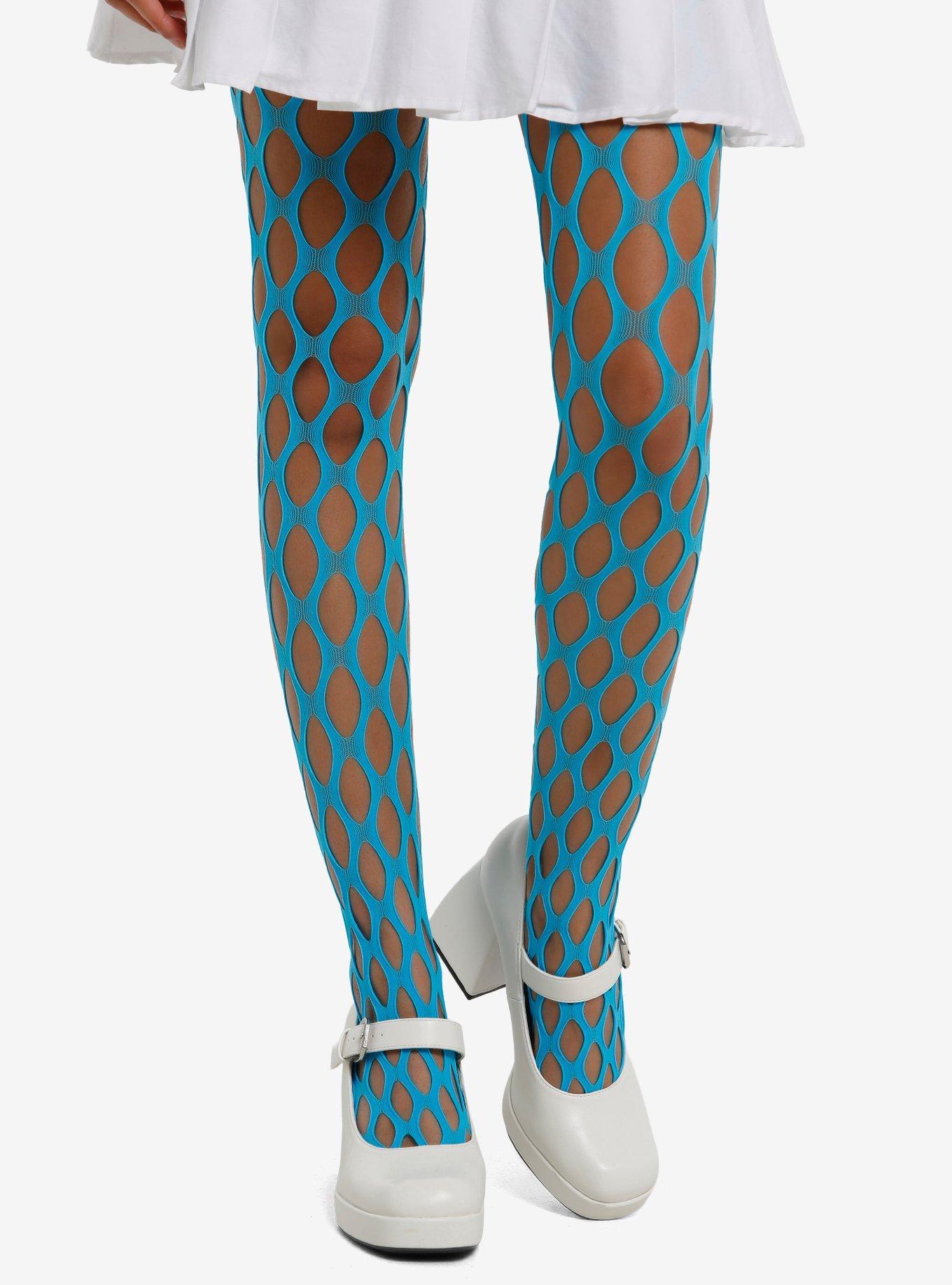 Leg Avenue Teal Large Fishnet Tights, , hi-res