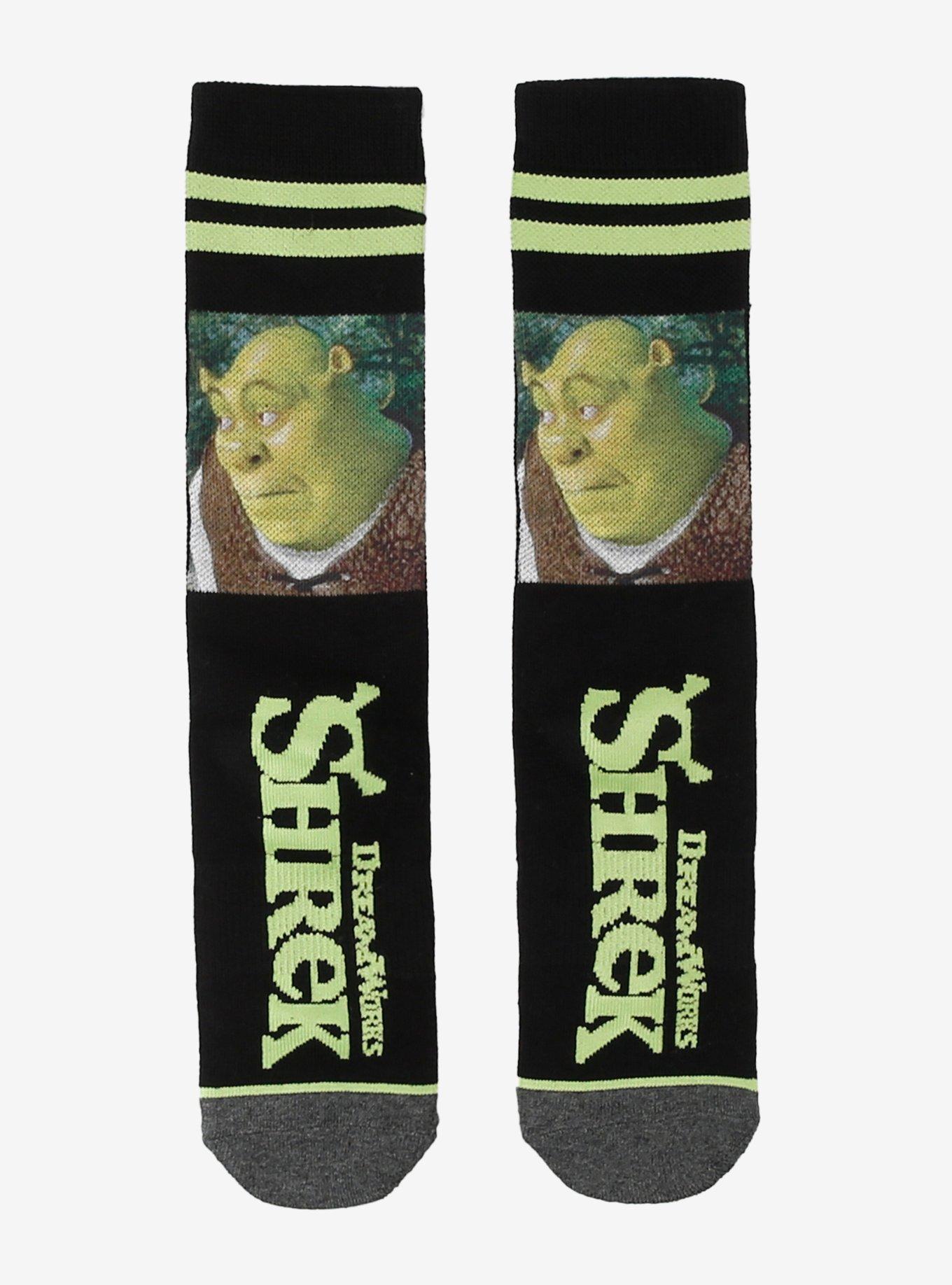 Shrek Meme Face Varsity Stripe Crew Socks, , hi-res