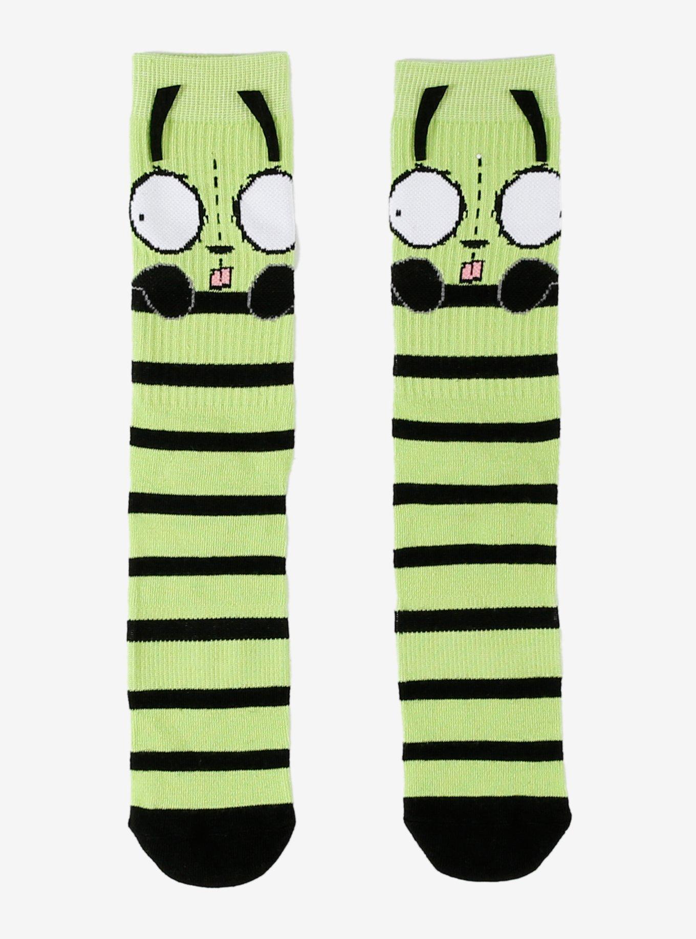 Invader Zim GIR Peeking Stripe Crew Socks | Hot Topic