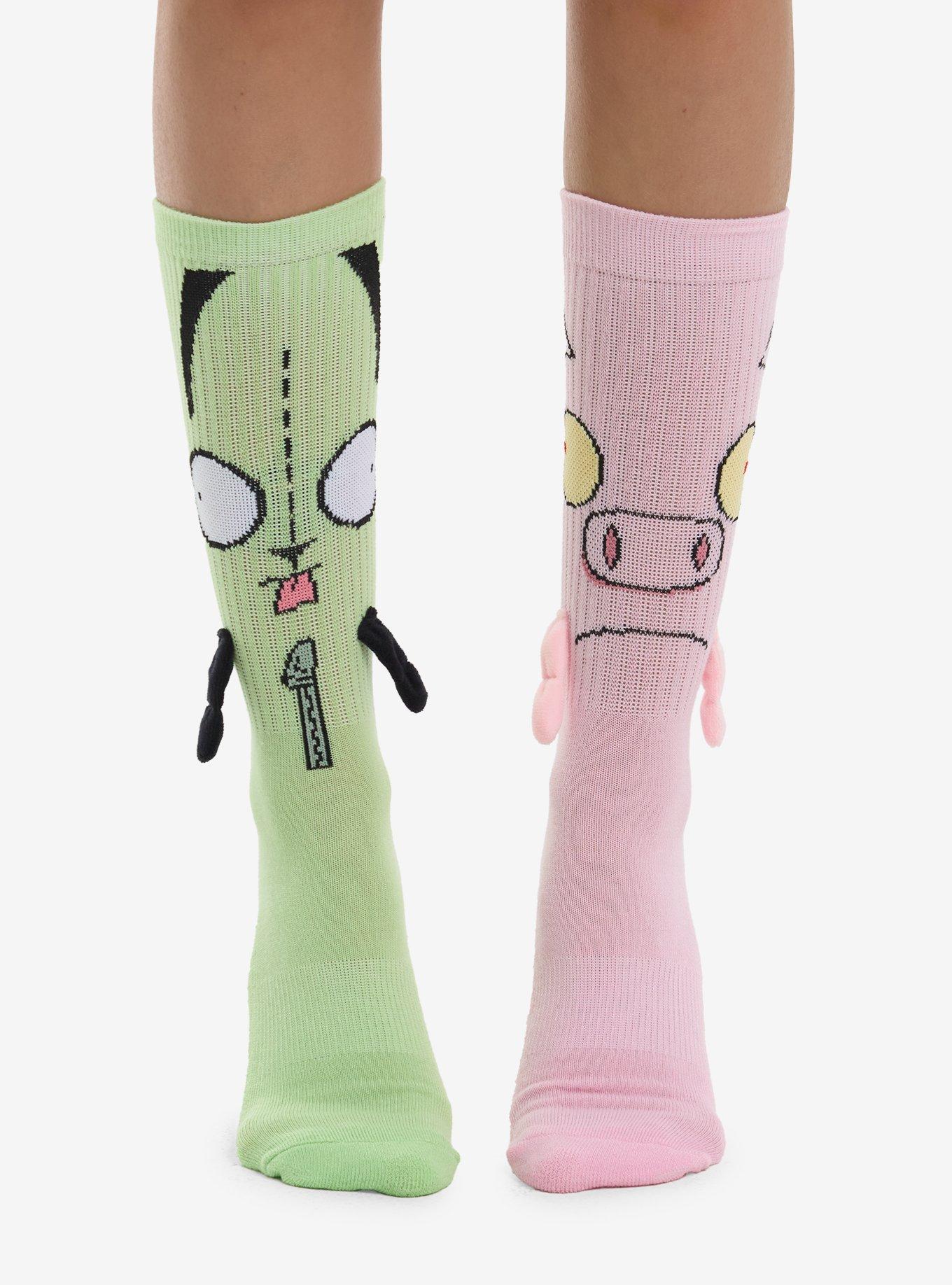 Invader Zim GIR & Pig Magnetic Arms Mismatch Crew Socks, , hi-res