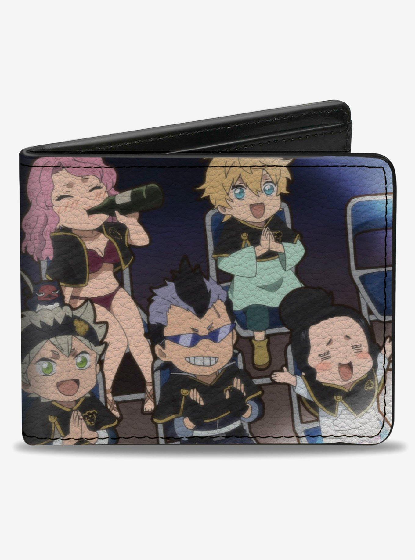 Black Clover Seven Chibi Characters Sitting Group and Logo Bifold Wallet, , hi-res