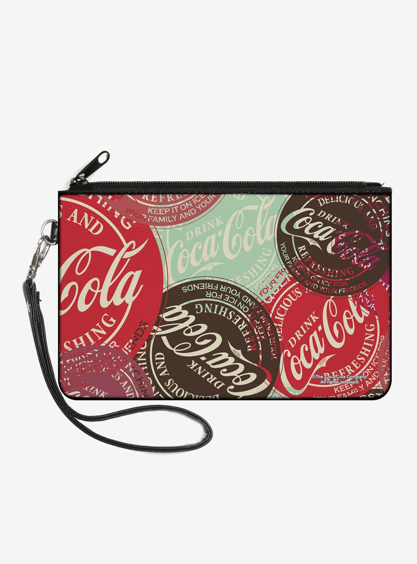 Coca-Cola Drink Coca Cola Coke Patches Stacked Zip Clutch Wallet, , hi-res