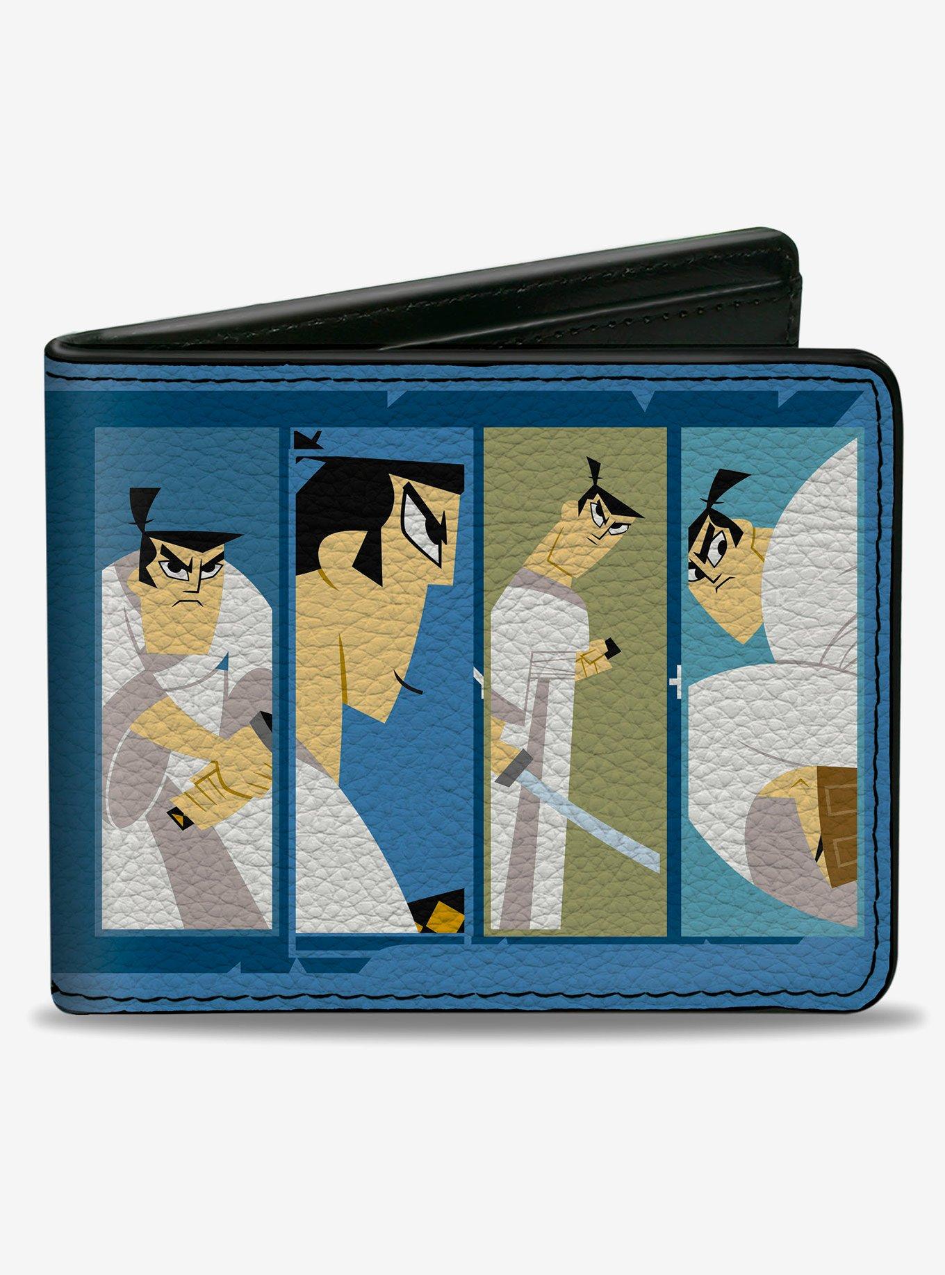 Samurai Jack Samurai Jack Pose Blocks and Title Logo Bifold Wallet, , hi-res