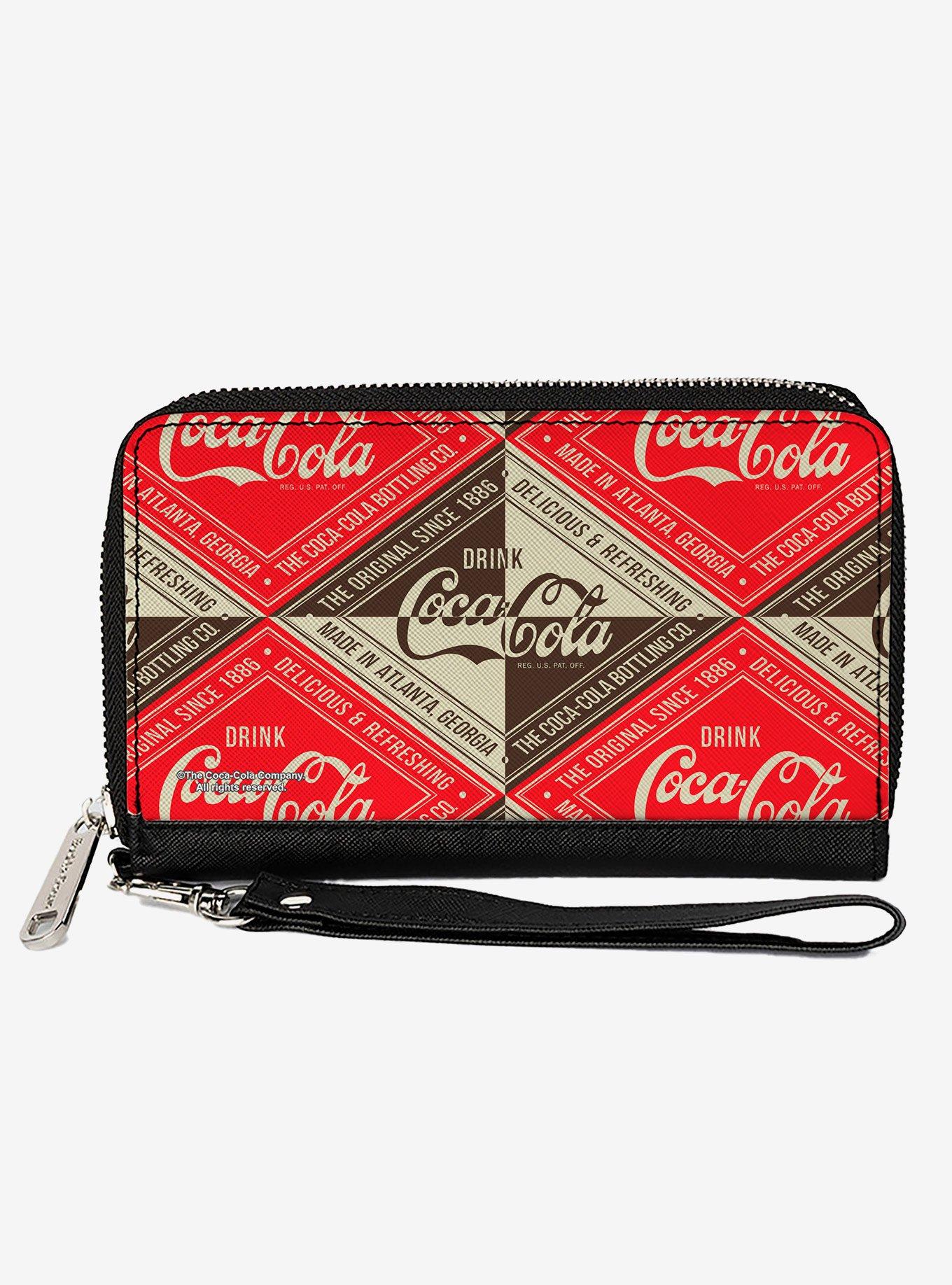 Coca-Cola Drink Coca-Cola Delicious & Refreshing Blocks/Brown/White Zip Around Wallet, , hi-res