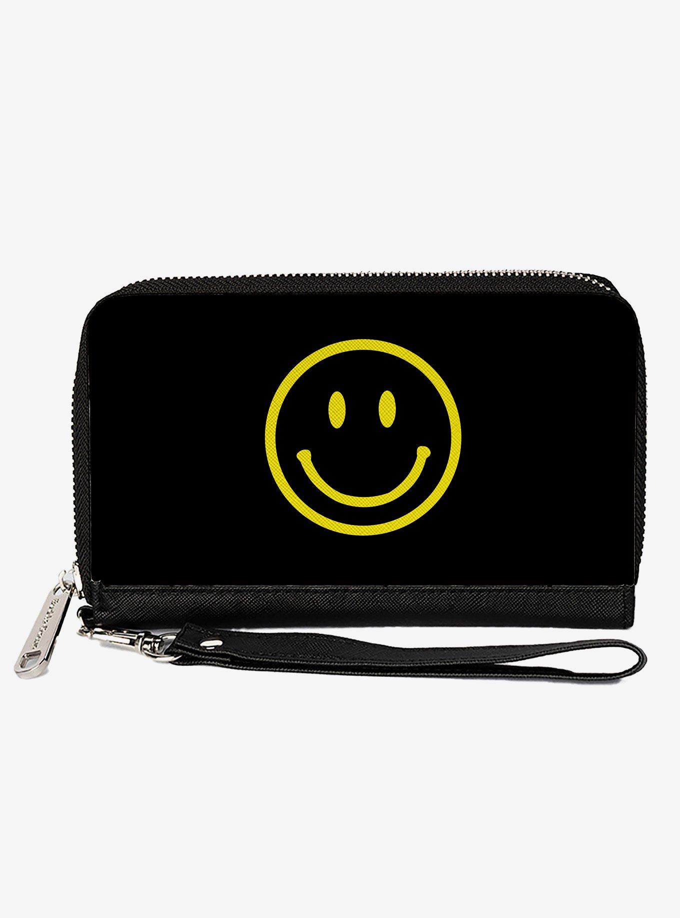 Smiley Face Zip Around Wallet, , hi-res