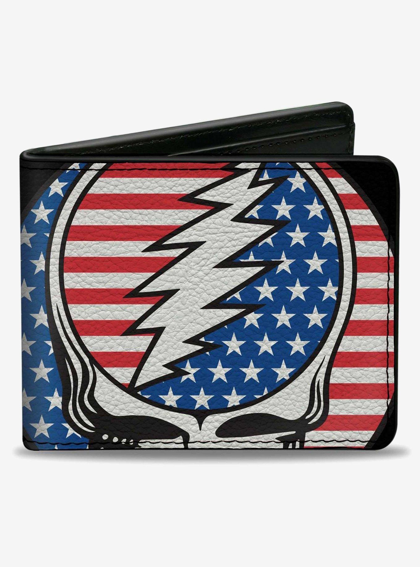 Grateful Dead Steal Your Face Stars Stripes Close Up Bifold Wallet, , hi-res