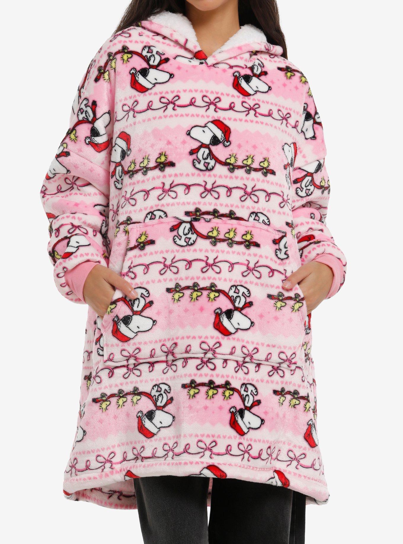 Peanuts Snoopy Fair Isle Holiday Fuzzy Oversized Hoodie, , hi-res