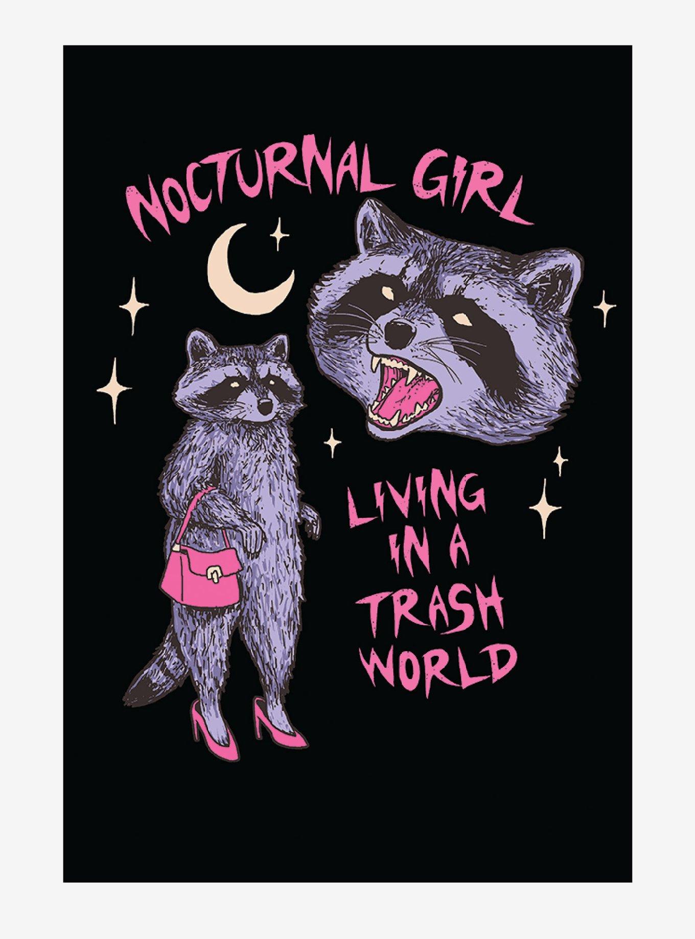 Raccoon Nocturnal Girl Magnet By Hillary White Rabbit, , hi-res
