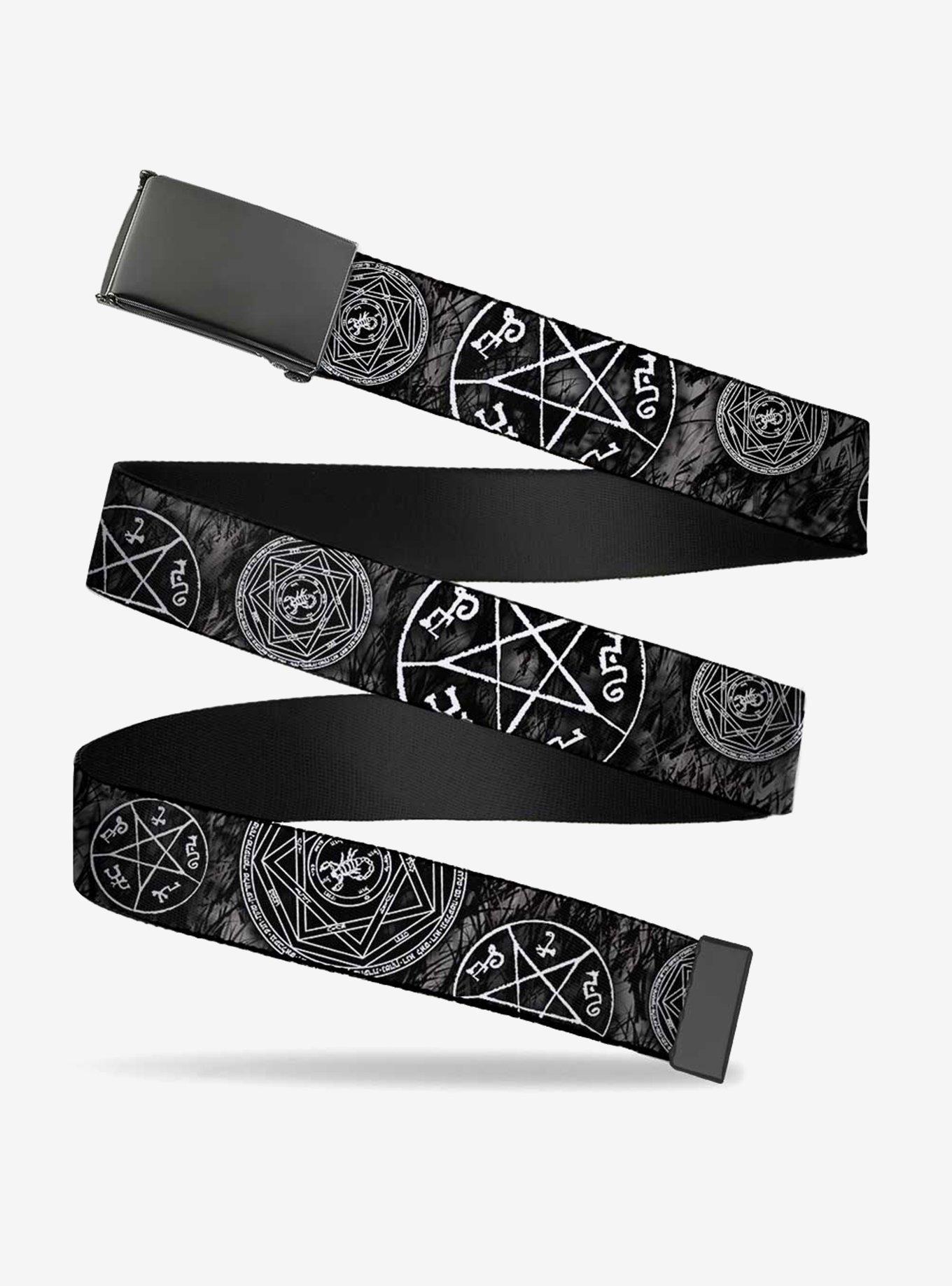 Supernatural Devils Trap Pentagrams Grays Clamp Buckle Belt, , hi-res