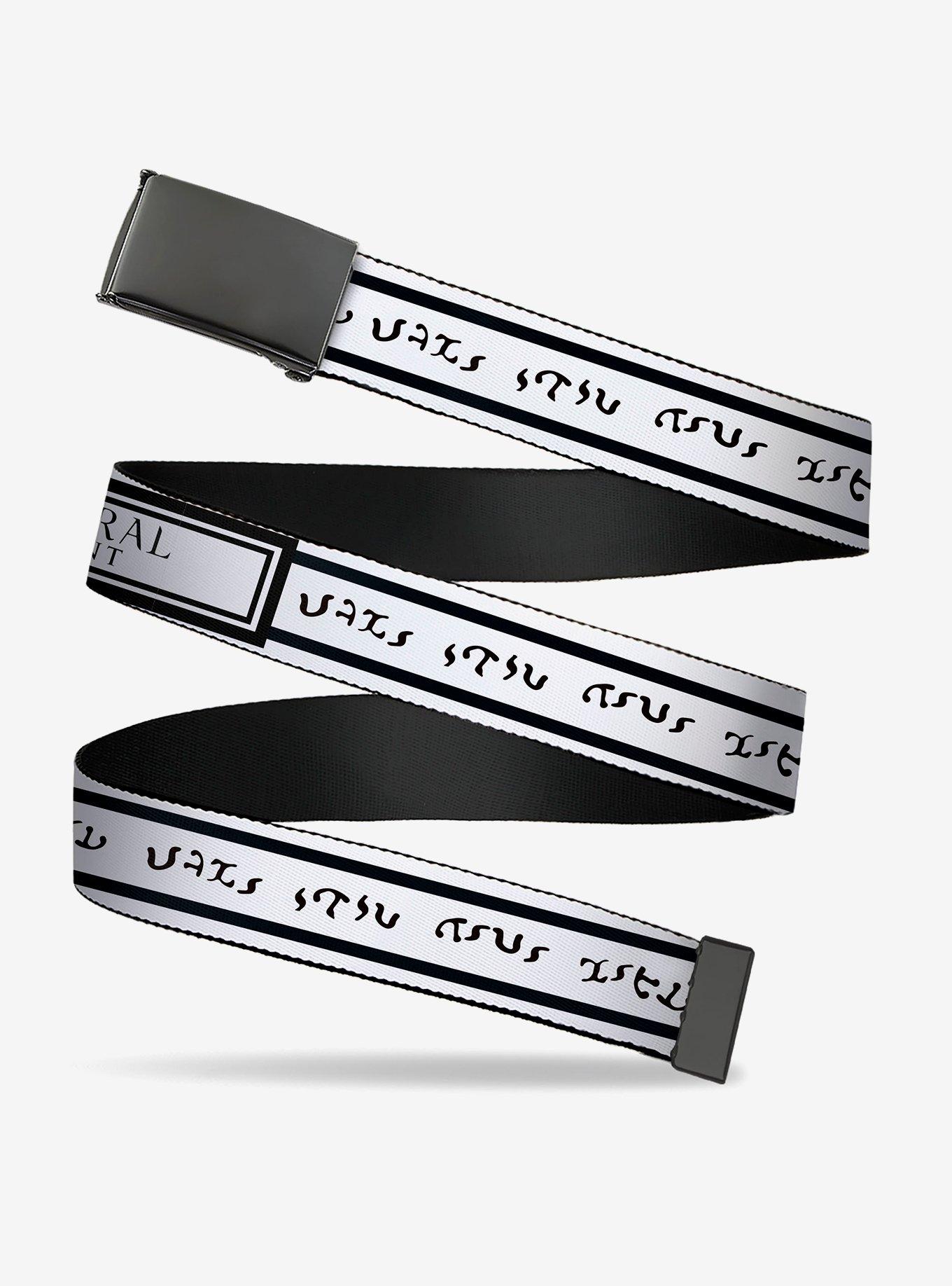 Supernatural Join The Hunt Title Logo White Black Clamp Buckle Belt, , hi-res