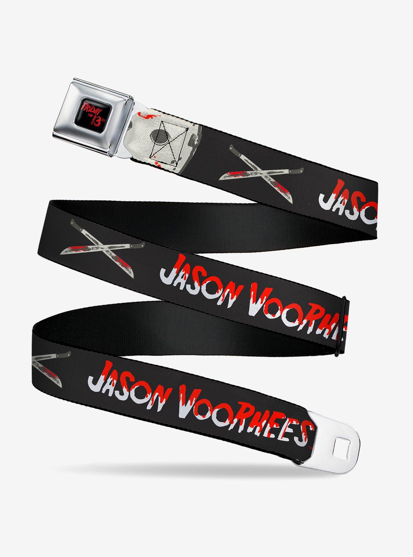 Friday the 13th Jason Voorhees Script and Hockey Mask Seatbelt Buckle Belt, , hi-res