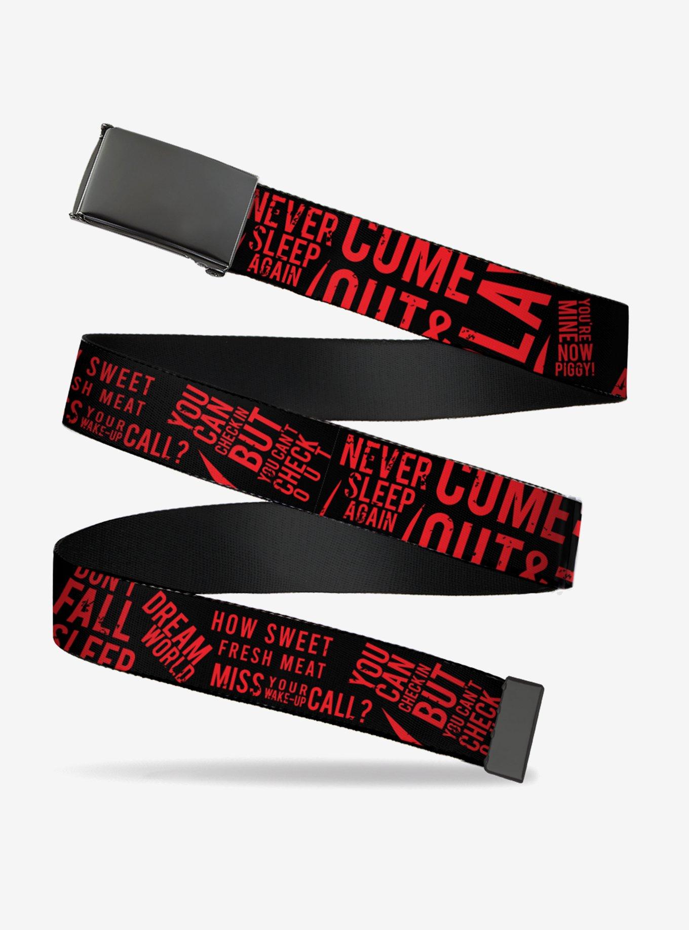 Friday the 13th Quotes Collage Black Red Clamp Buckle Belt, , hi-res