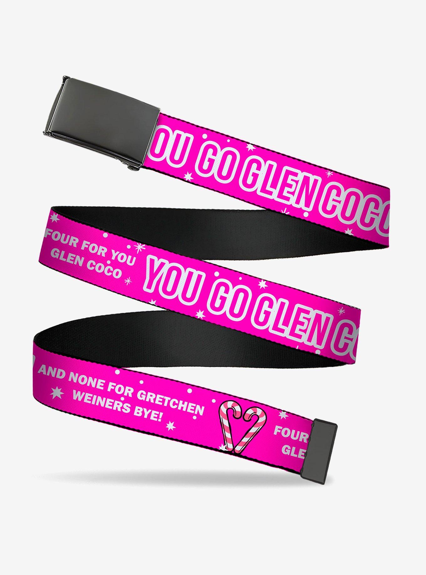 Mean Girls You Go Glen Coco Pink White Clamp Buckle Belt, , hi-res