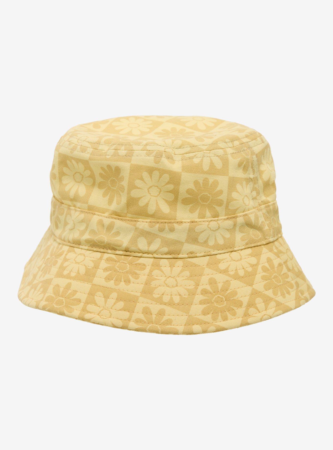Yellow Daisy Checkered Bucket Hat, , hi-res