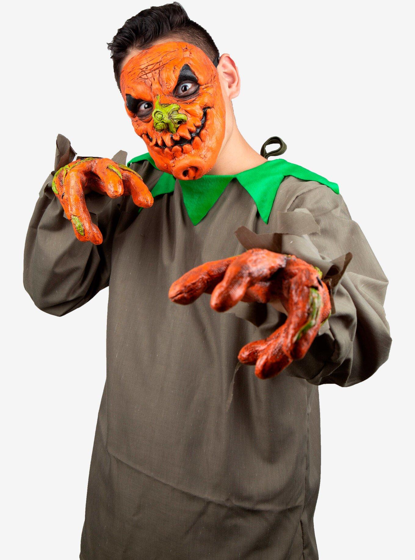 Pumpkin Latex Mask With Hands , , hi-res