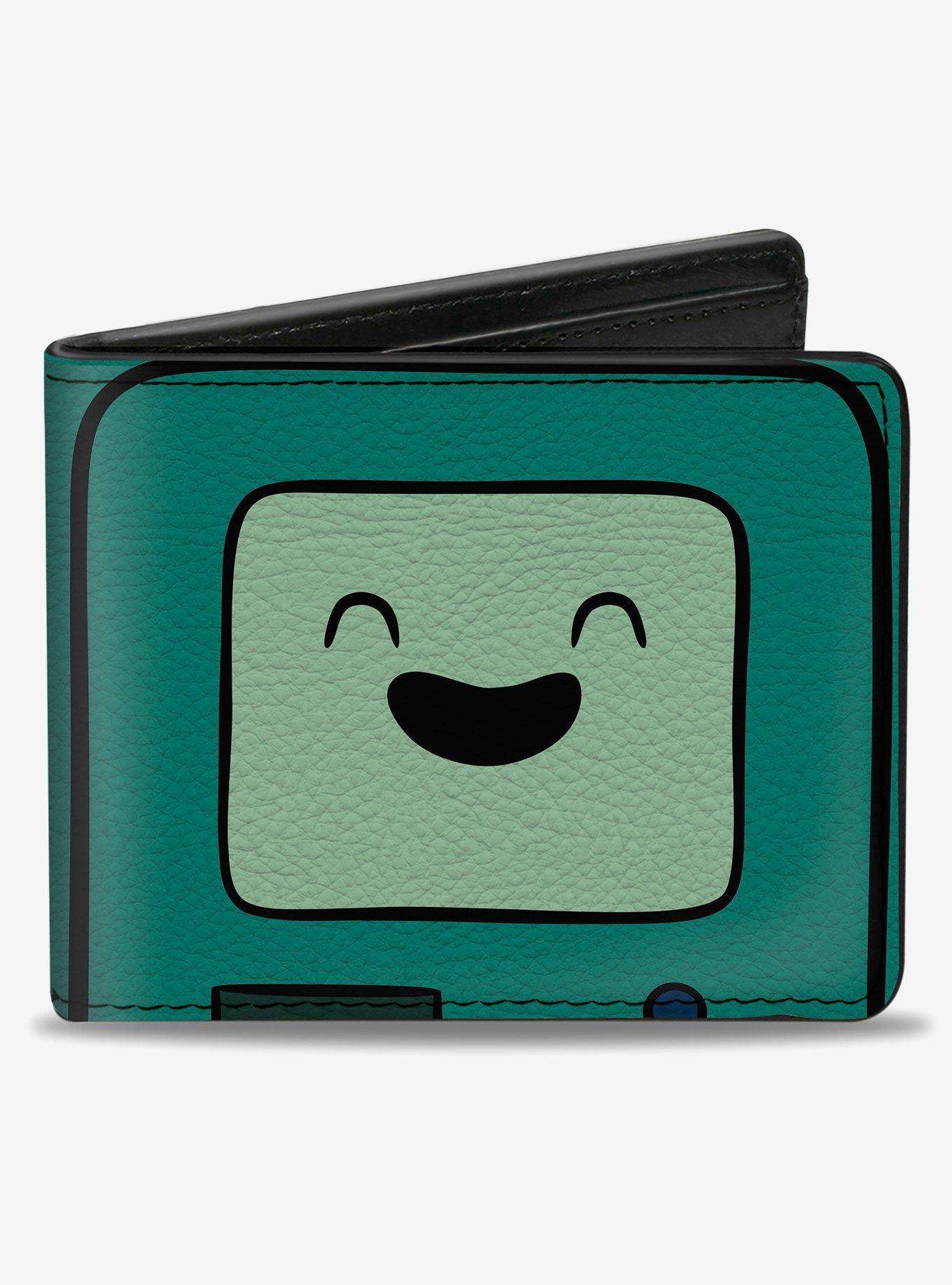Adventure Time Title Logo and BMO Smiling Face Teal Bifold Wallet