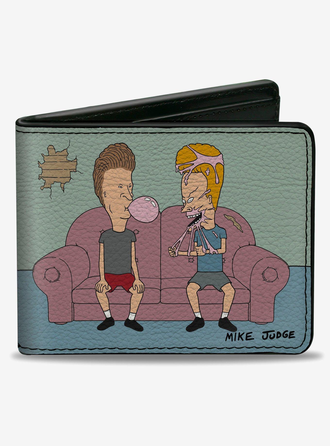 MTV Beavis and Butt Head Living Room Bubble Gum Scene and Logo Bifold Wallet, , hi-res