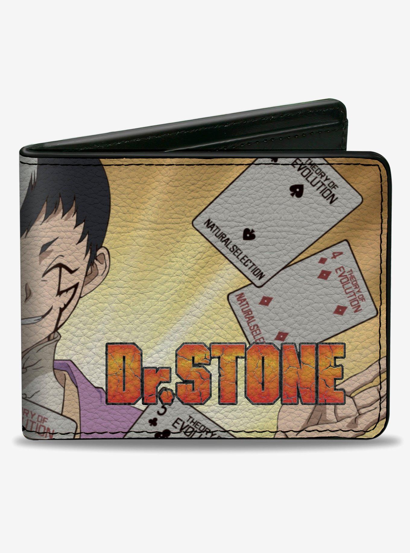 Dr. Stone Gen Asagiri Cards Pose and Title Logo Bifold Wallet, , hi-res