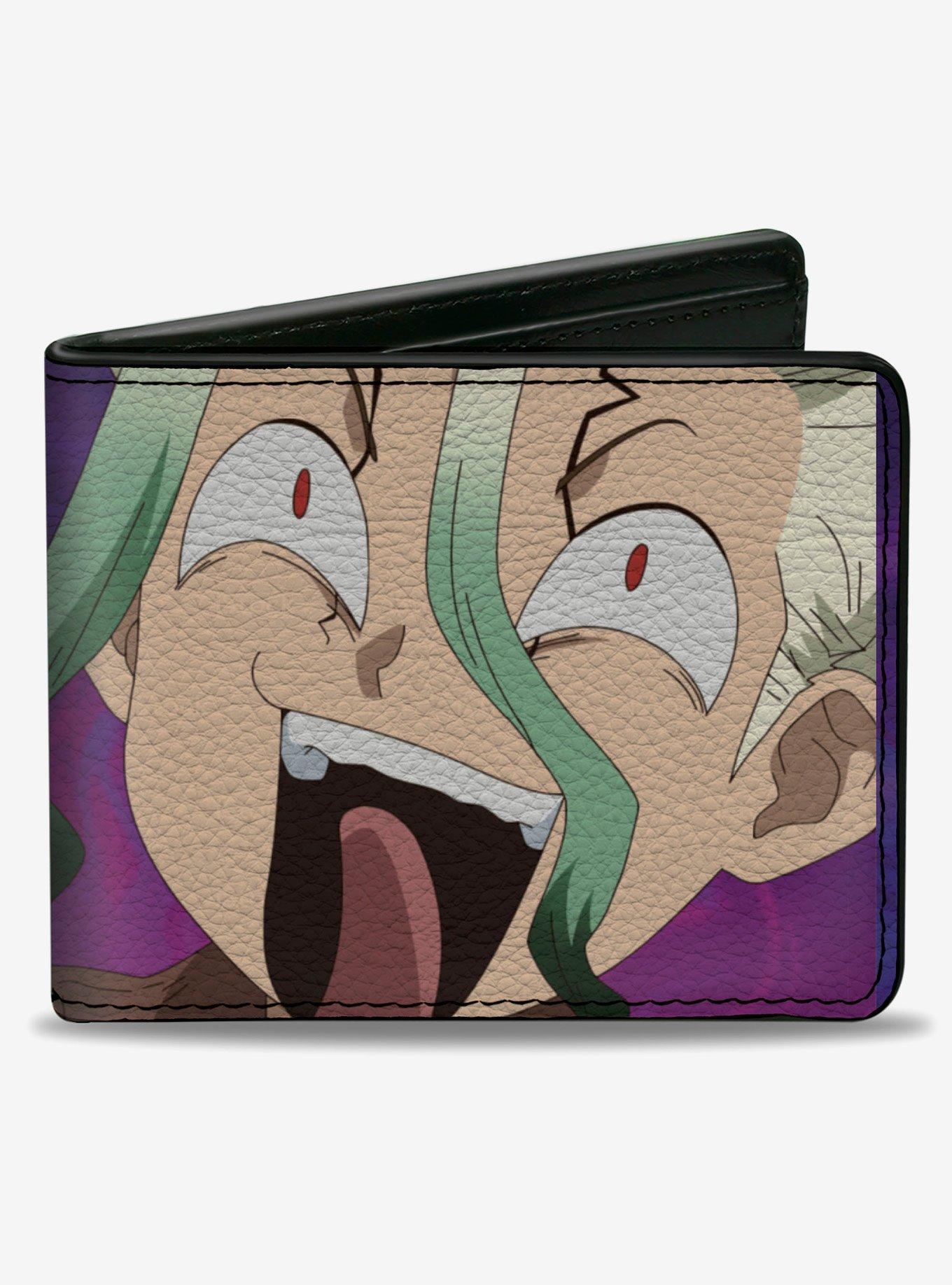 Dr. Stone Gen and Senku Smiling Pose Purples Bifold Wallet, , hi-res