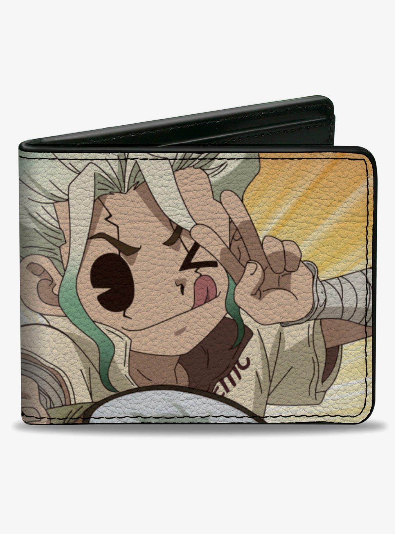 Dr. Stone Chibi Senku Ishigami Peace Pose and Logo Bifold Wallet, , hi-res