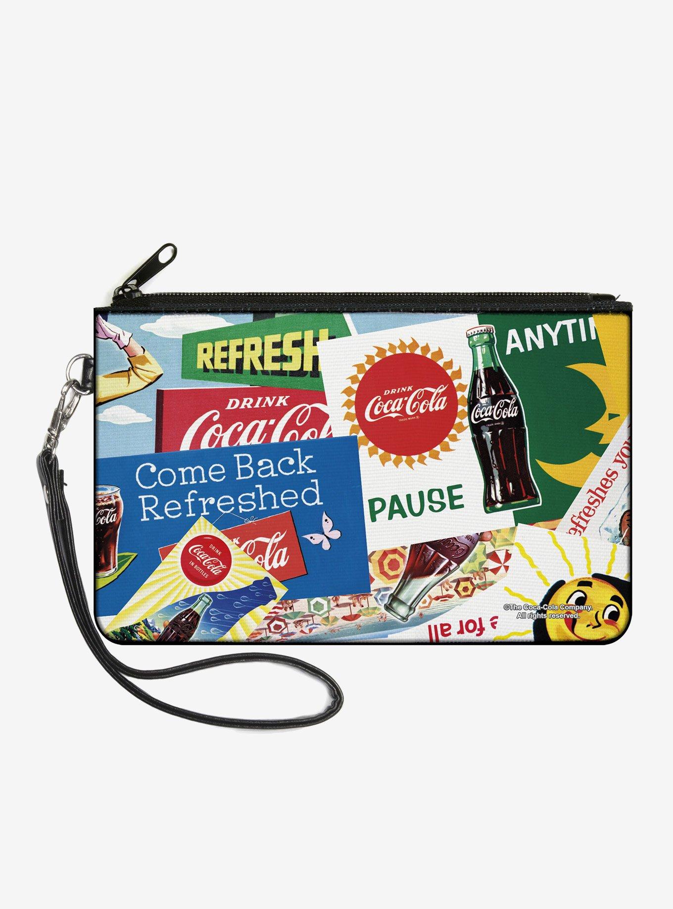Coca-Cola Vintage Come Back Refreshed Ads And Icons Collage Zip Clutch Wallet, , hi-res