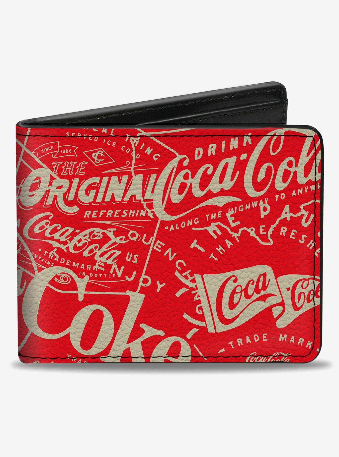 Coca-Cola Vintage Coca Cola Coke Icons and Ad Logos Bifold Wallet, , hi-res