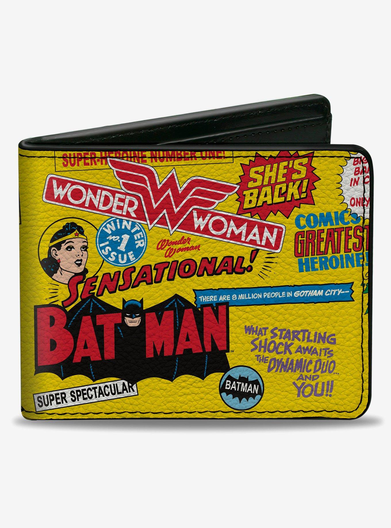DC Comics Justice League Vintage Superhero Anniversary Collage Bifold Wallet, , hi-res